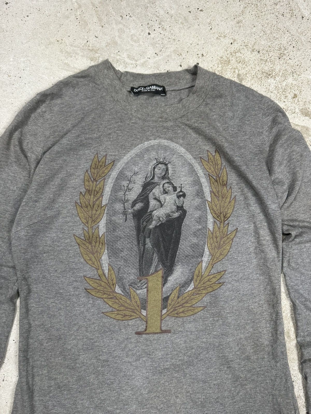 Dolce & Gabbana 2010s Dolce & Gabbana Catholic Grey Long Sleeve Tee Size S / US 4 / IT 40 - 7 Thumbnail
