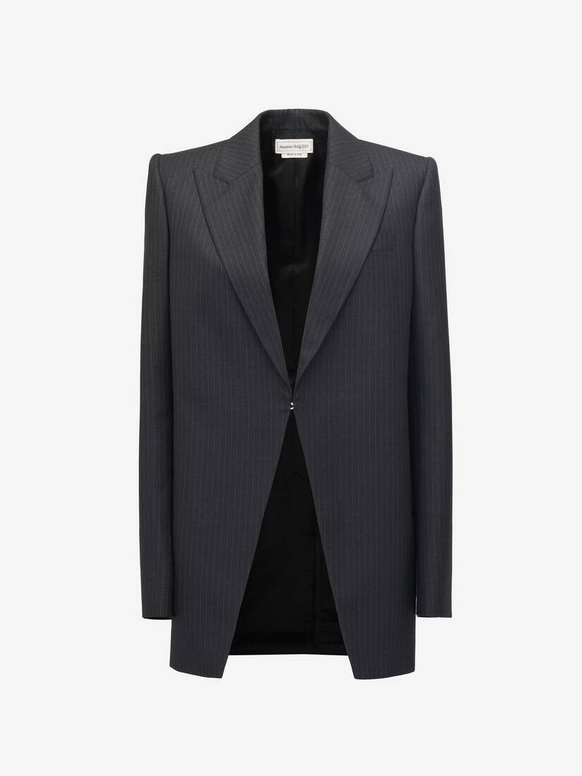 Alexander McQueen o1srvl11e0326 Pinstripe Cutaway Jacket in Dark Grey Size XL / US 12-14 / IT 48-50 - 1 Thumbnail