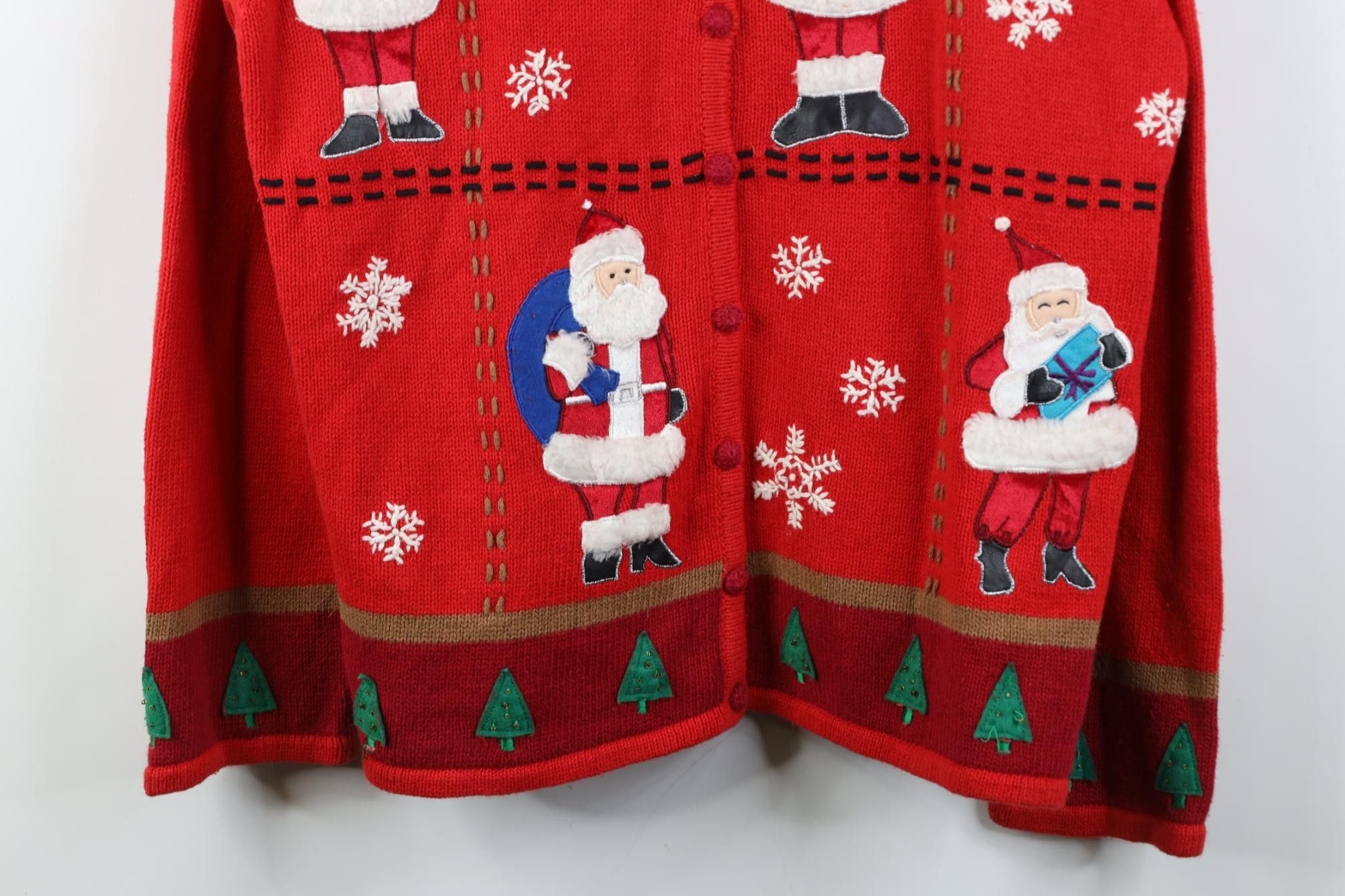 Vintage Vintage 90s Christmas Santa Claus Snowflake Knit Sweater Size XL / US 12-14 / IT 48-50 - 3 Thumbnail