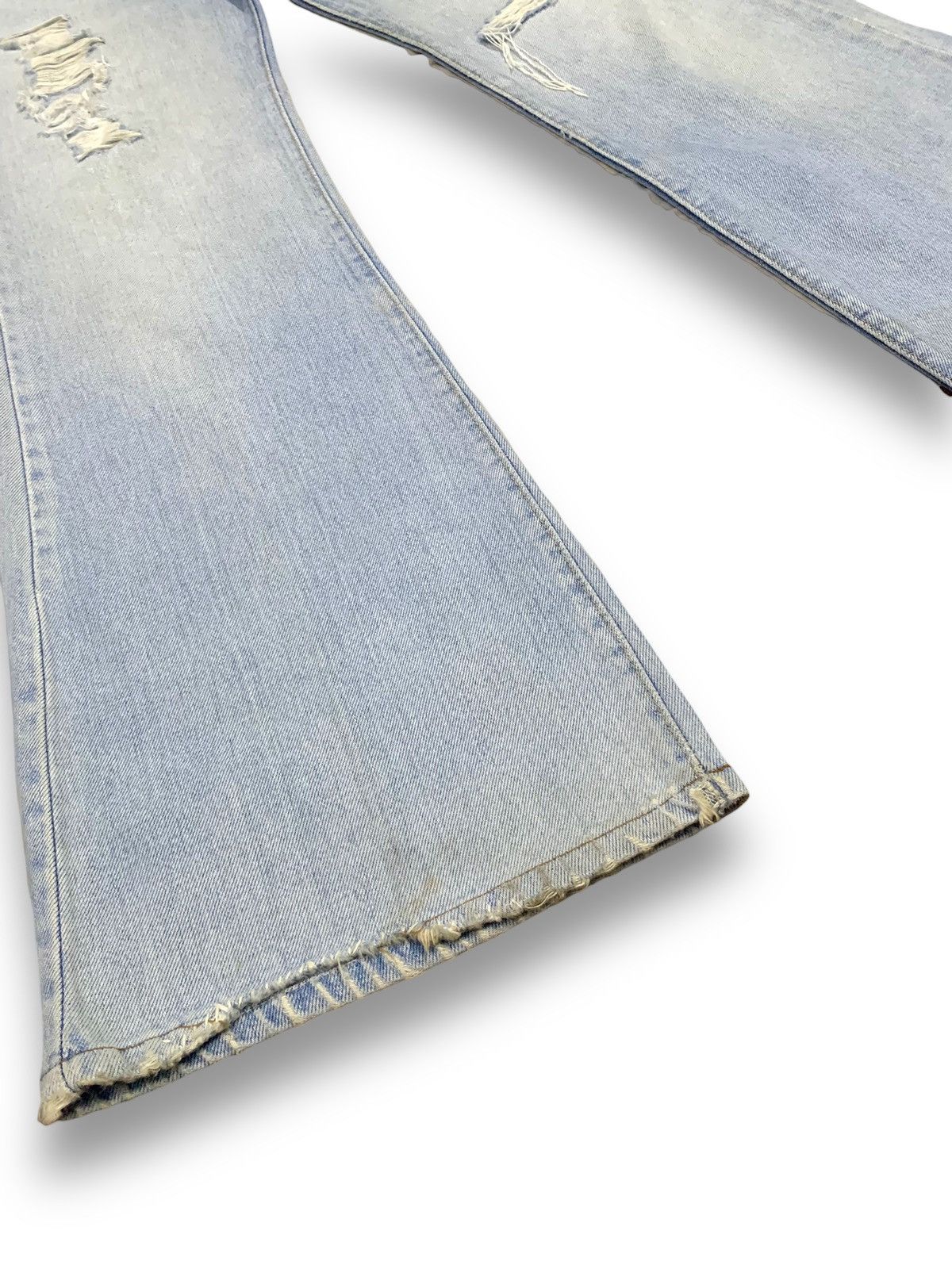 Big John Vintage 90s Big John Dirt Blue Washed Flare Distressed Jeans Size US 29 - 12 Thumbnail