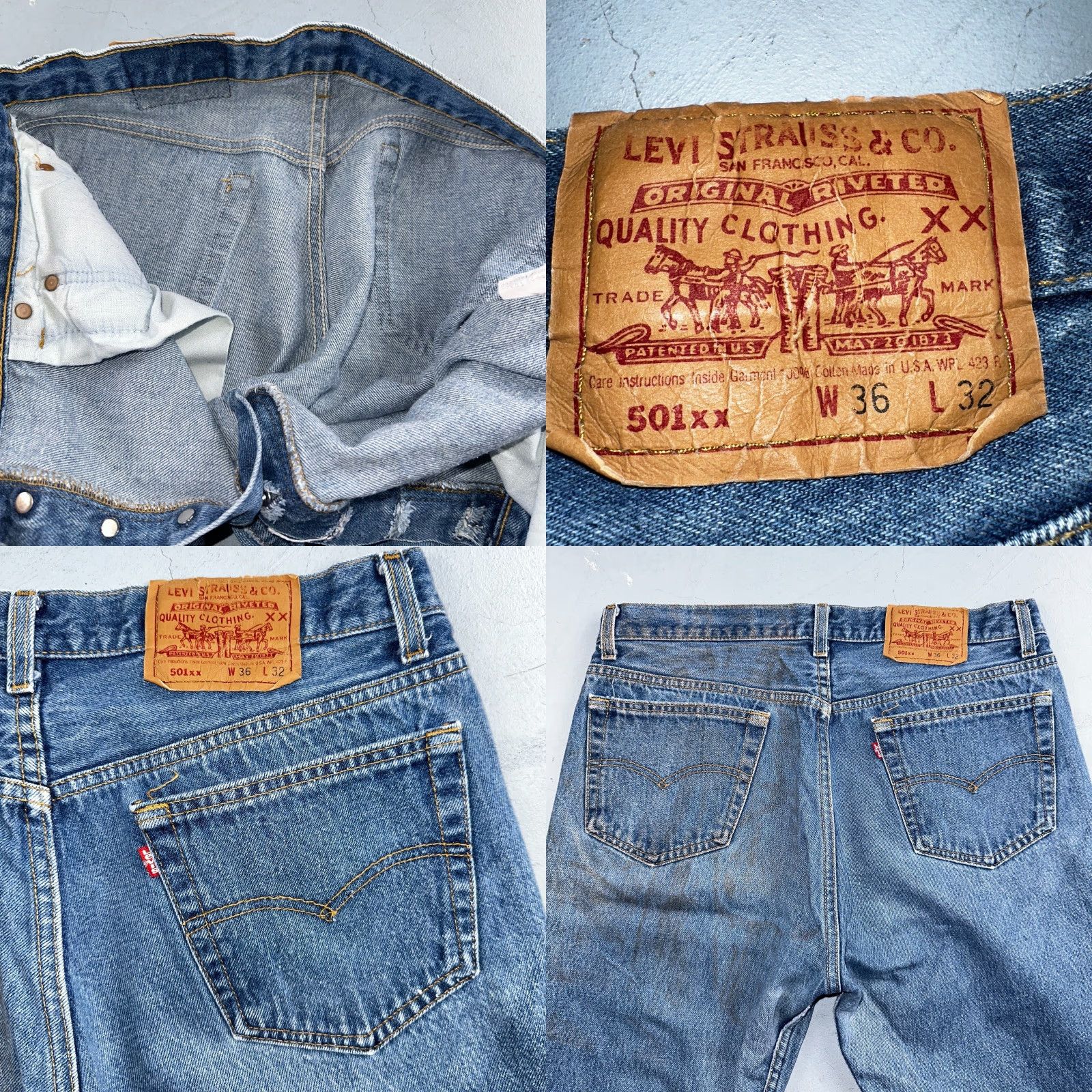 Levi's VINTAGE Levi's 501 Jeans USA 90s Straight Leg Blue Cotton Denim 36x32 Regular Mens 5-Pocket Size US 36 / EU 52 - 9 Thumbnail