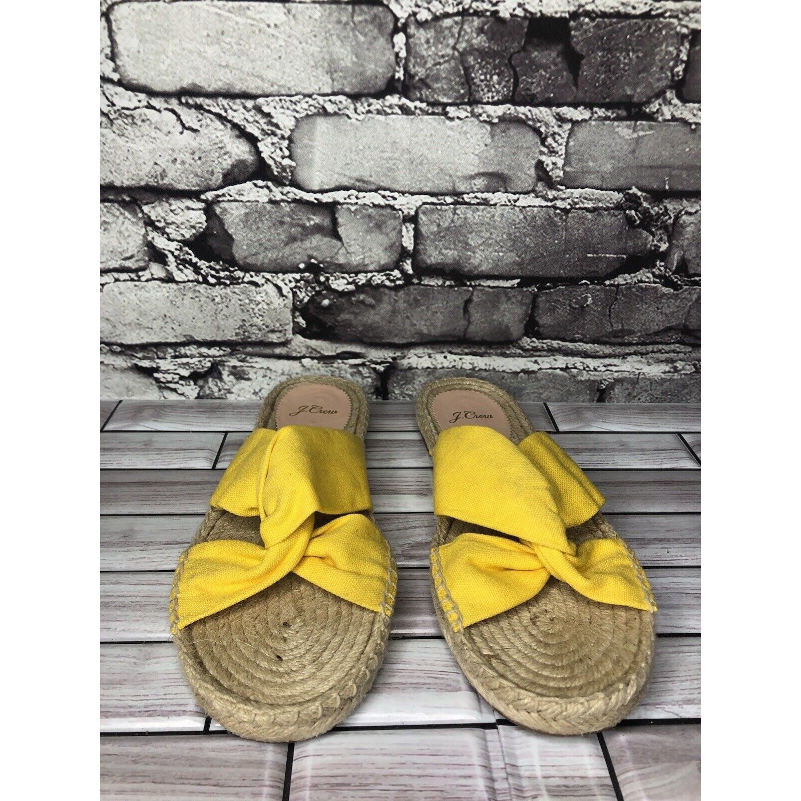 Other J. Crew Yellow Twisted Canvas Fabric Slide Espadrilles Sanda Size US 9 / IT 39 - 2 Thumbnail