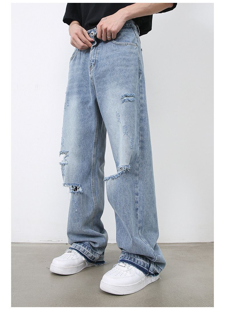 Japanese Brand American retro high street men's versatile ripped jeans Size US 32 / EU 48 - 2 Thumbnail