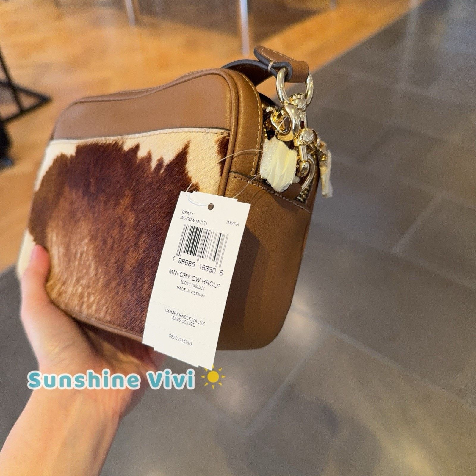 Coach NWT Coach Mini Carey Crossbody Bag Haircalf Cow CEK71 Cow Size ONE SIZE - 4 Thumbnail