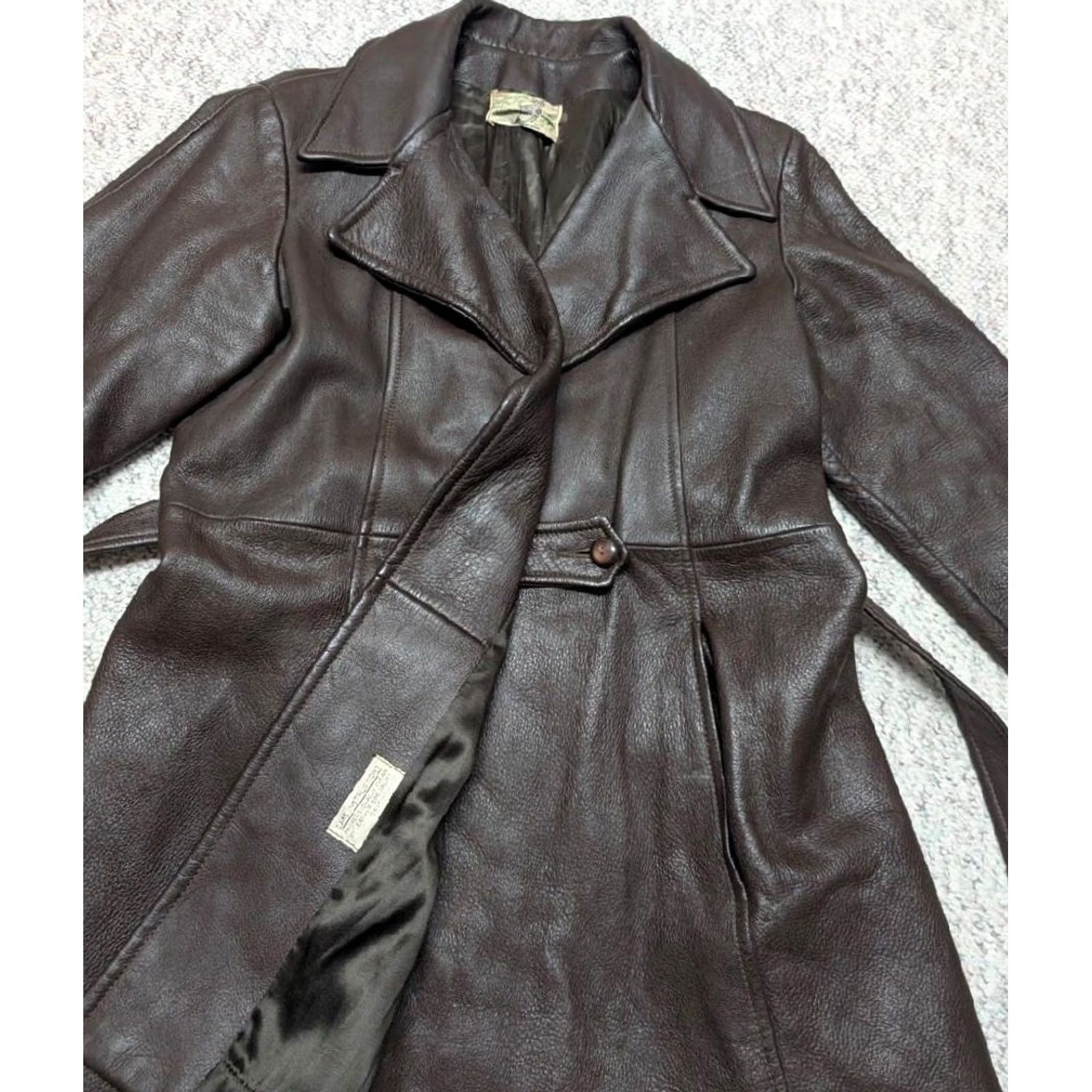 Doublet VINTAGE deerskin coat jacket 36-38 XS brown deerskin leather blazer belt double breasted Size 34R - 7 Thumbnail