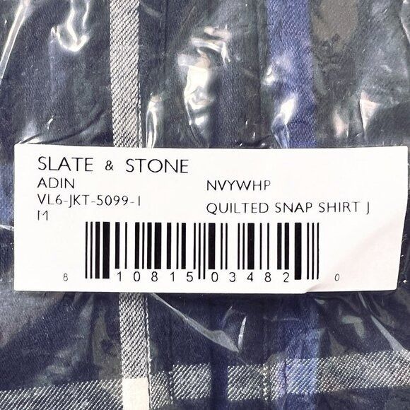 Slate & Stone Slate & Stone Mens Blue Plaid Quilted Lightweight Snap Shirt Size US M / EU 48-50 / 2 - 7 Thumbnail