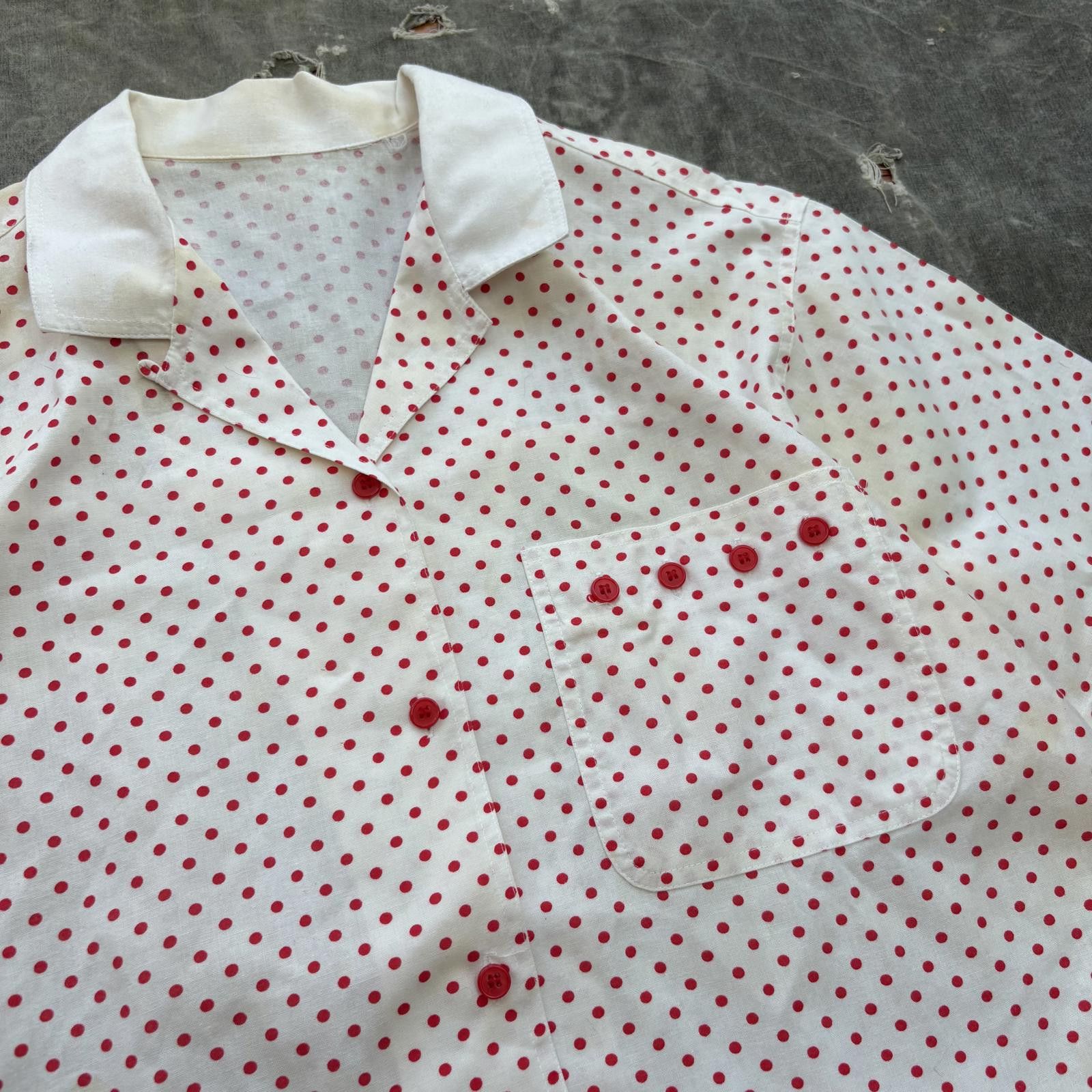 Vintage Vintage 60s Unique Polka Dot Loop Collar Button Up Shirt Size US L / EU 52-54 / 3 - 2 Thumbnail