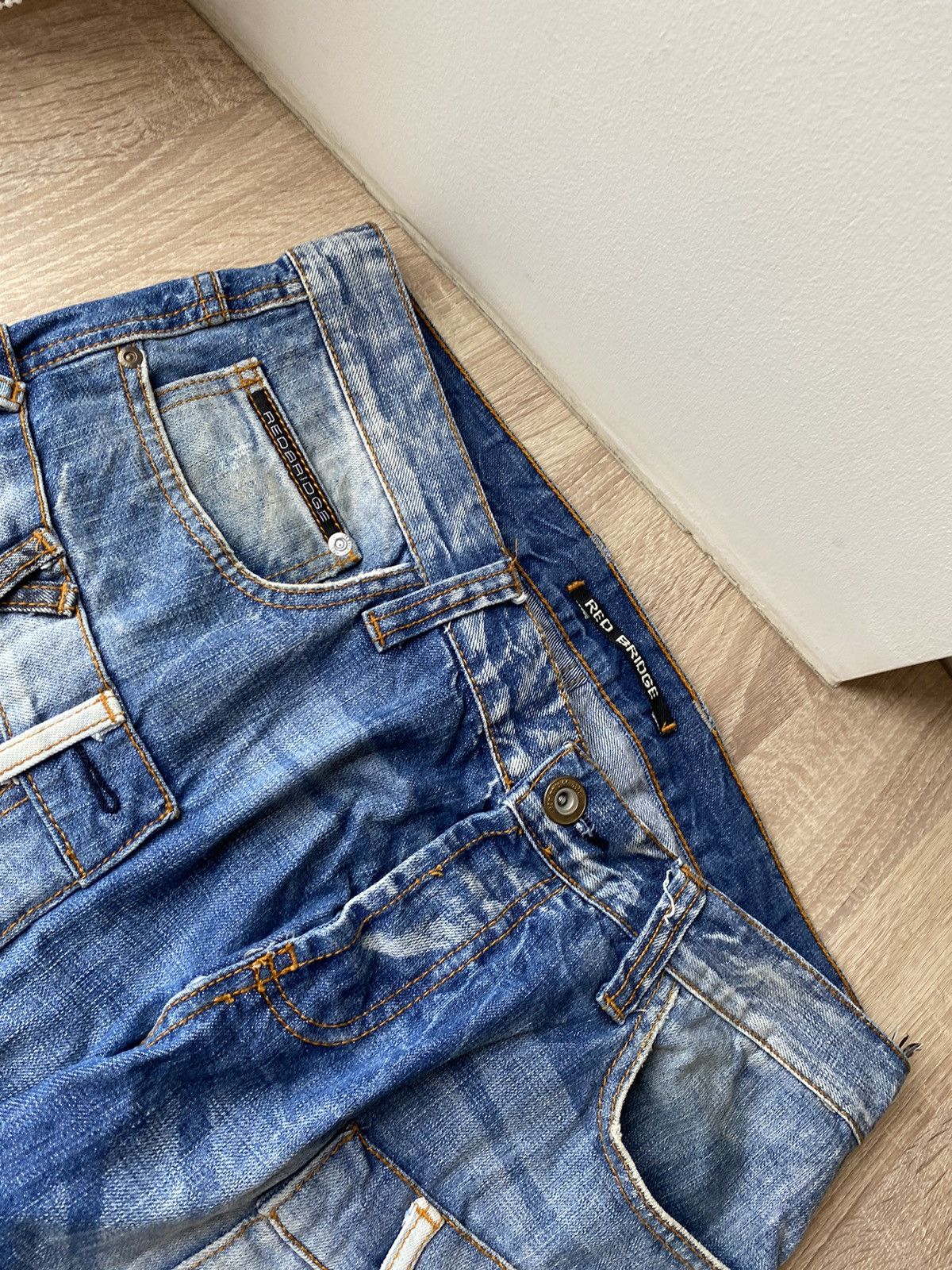 If Six Was Nine × Le Grande Bleu (L.G.B.) × Vintage Vintage Fly 53 Washed Distressed Wide Leg Denim Jeans pants Size US 36 / EU 52 - 5 Thumbnail