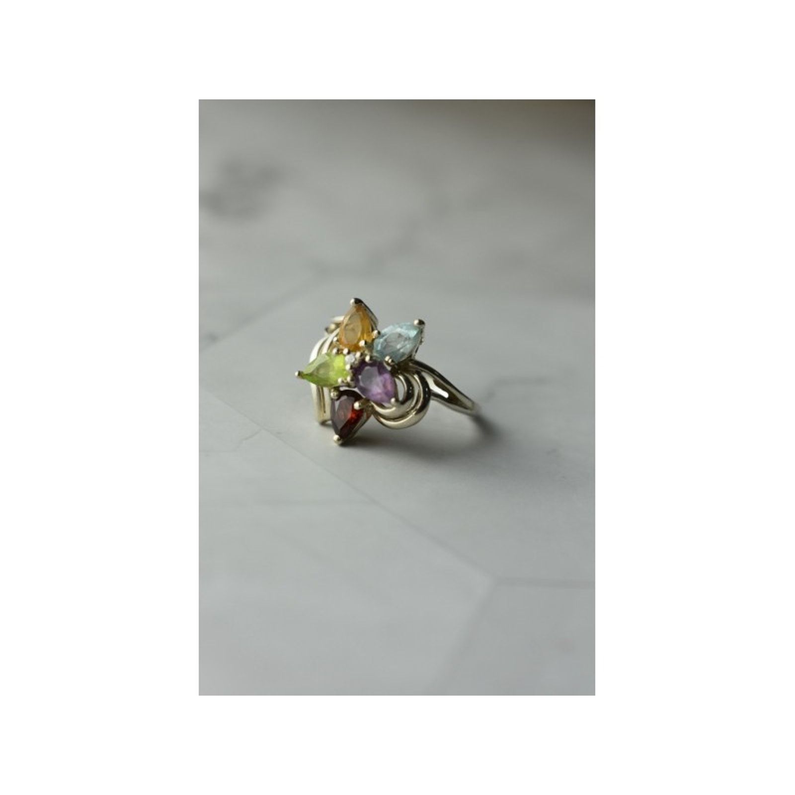Jewelry 925 STERLING SILVER MULTI GEMSTONES "FLOWER" RING SIZE 8 Size ONE SIZE - 5 Thumbnail