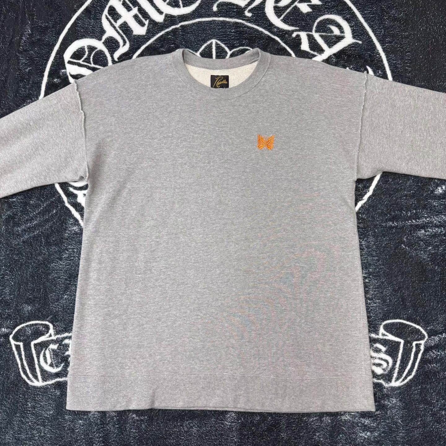 Needles NEEDLES Grey Embroidered Butterfly Sweatshirt Q10 Size US M / EU 48-50 / 2 - 1 Thumbnail