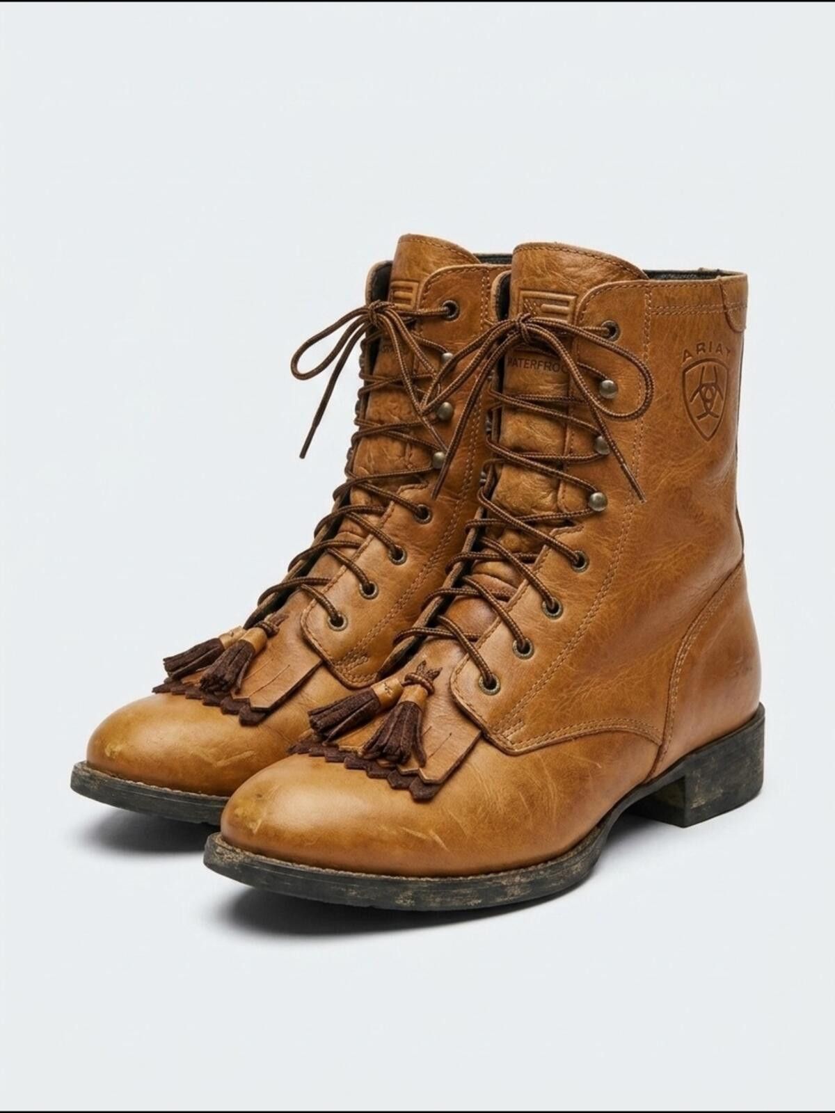 Ariat Ariat Chestnut Tan Leather Lace-Up Tassel Boots Size US 6.5 / IT 36.5 - 1 Thumbnail