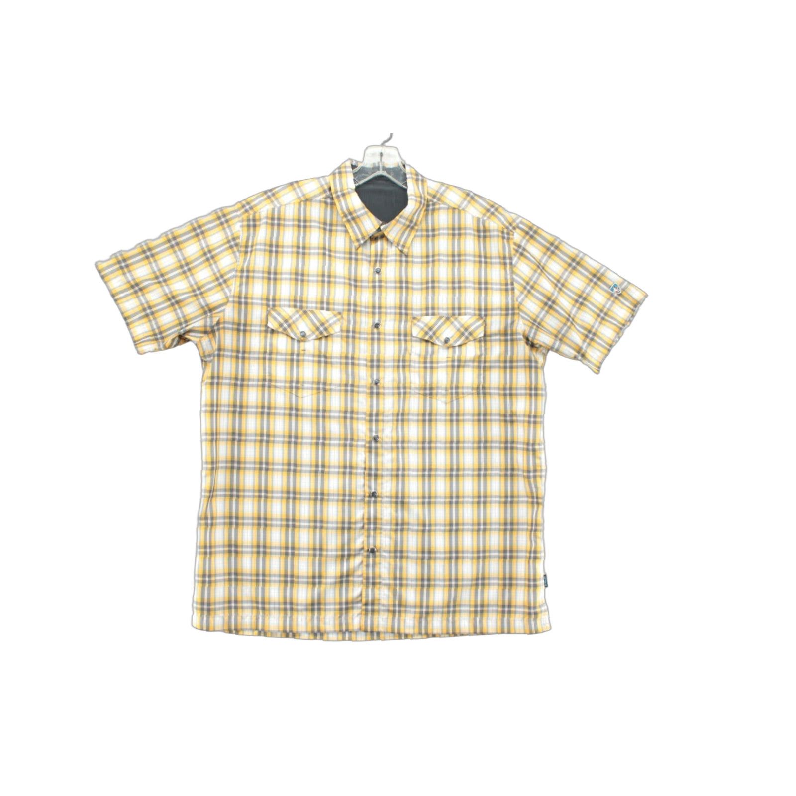 Vintage KUHL Shirt Men’s XL Gray Yellow Plaid Short Sleeve Pearl Snap Hiking Fishing Size US XL / EU 56 / 4 - 1 Thumbnail