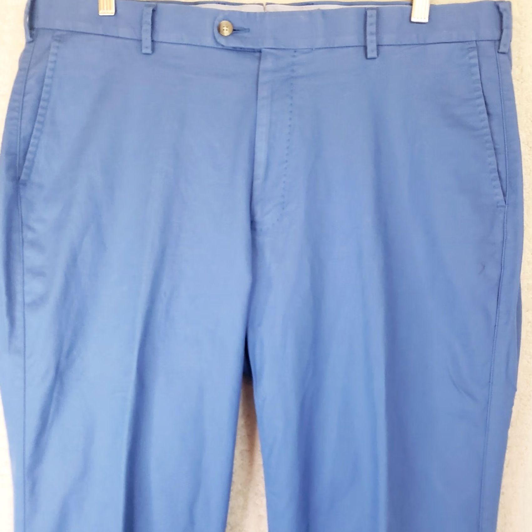 Peter Millar PETER MILLAR Pants Men 38W 30L Blue Pima Cotton Spandex Stretch Flat Front Khakis Regular Size US 38 / EU 54 - 3 Thumbnail