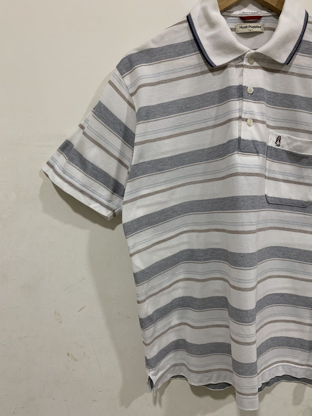 Designer Hush puppies shirt size L Large White Stripes Size US L / EU 52-54 / 3 - 3 Thumbnail