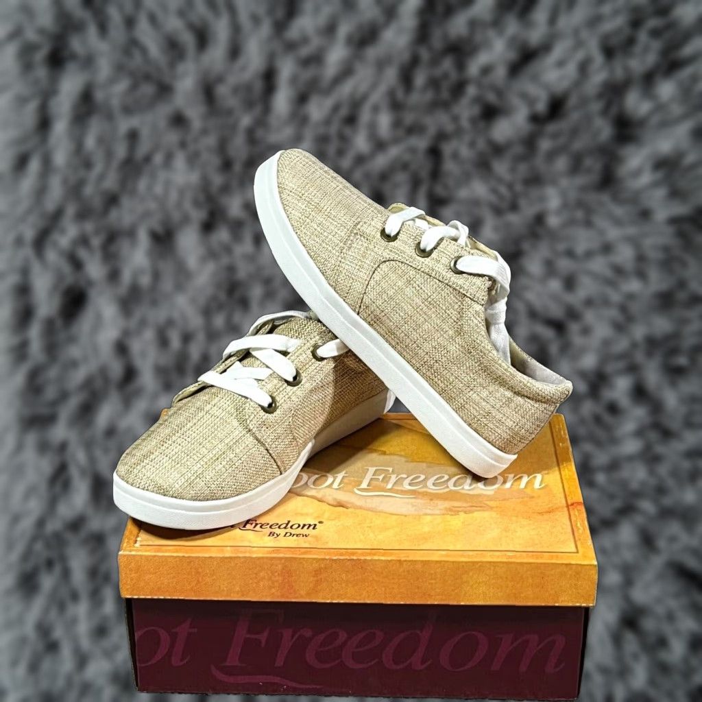 Drew Barefoot Freedom by Drew Womens Sneakers 7.5 Comfort Diabetic Orthopedic Beige Casual Lace Up Low Top M Womens Shoes Size US 8 / IT 38 - 1 Thumbnail