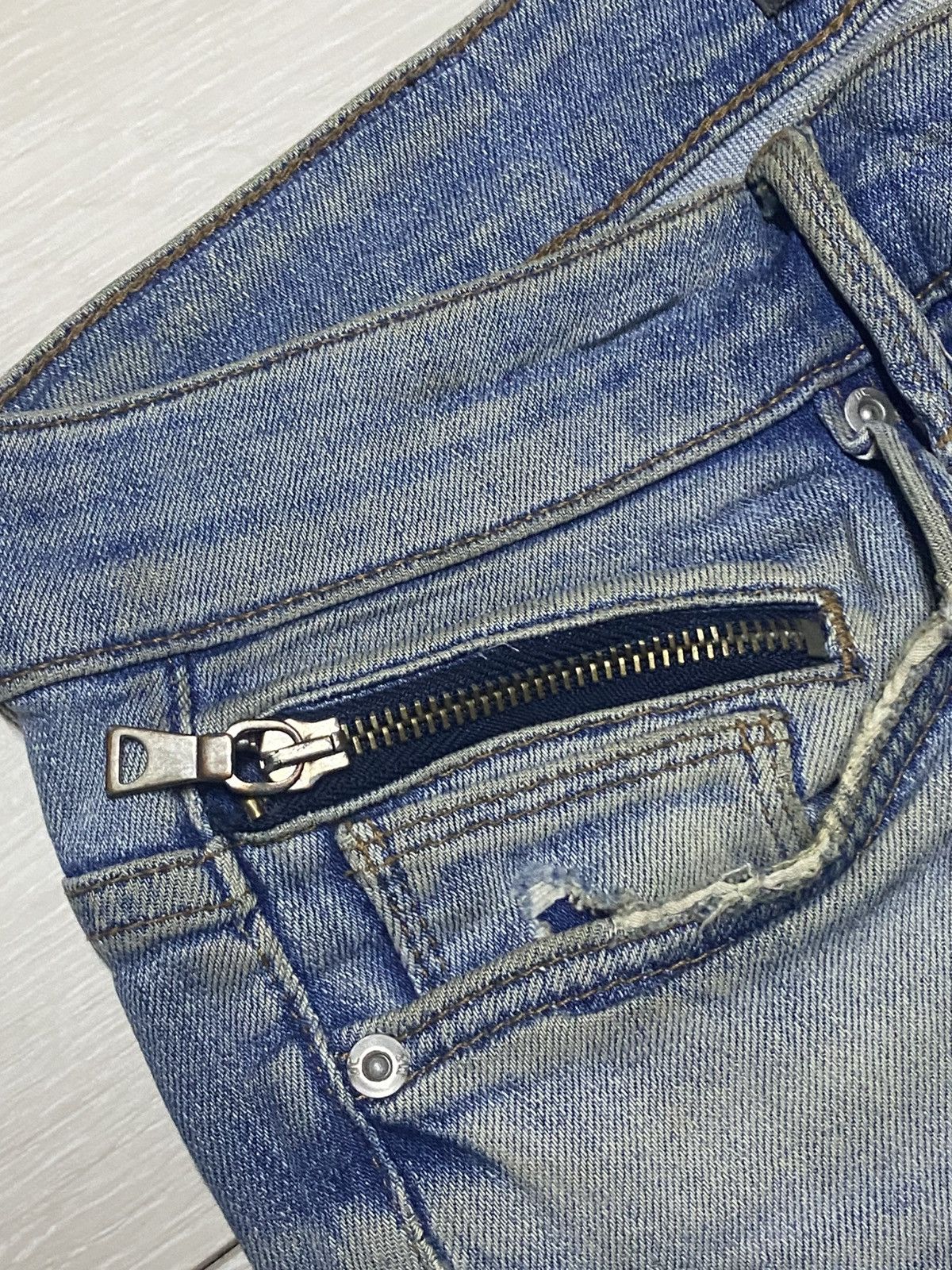 Rhude × Zara Vintage Zara Denim Distressed Studed Skinny Jeans Size US 30 / EU 46 - 9 Thumbnail