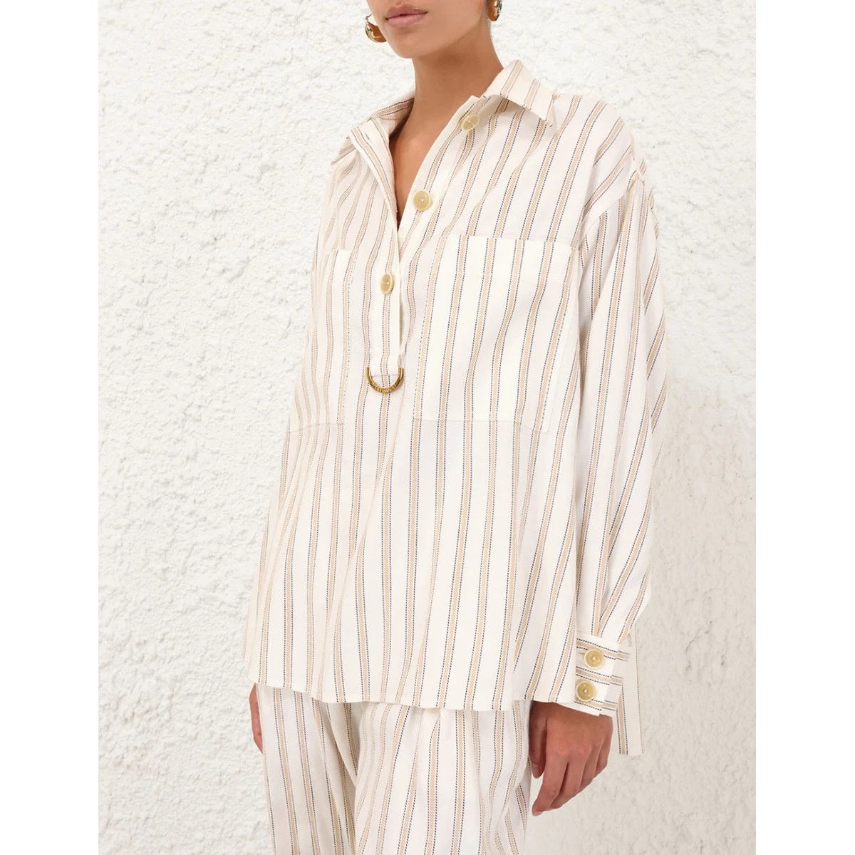 Zimmermann oc11z0226 Illuminate Striped Shirt In Multicolor Size L / US 10 / IT 46 - 5 Thumbnail