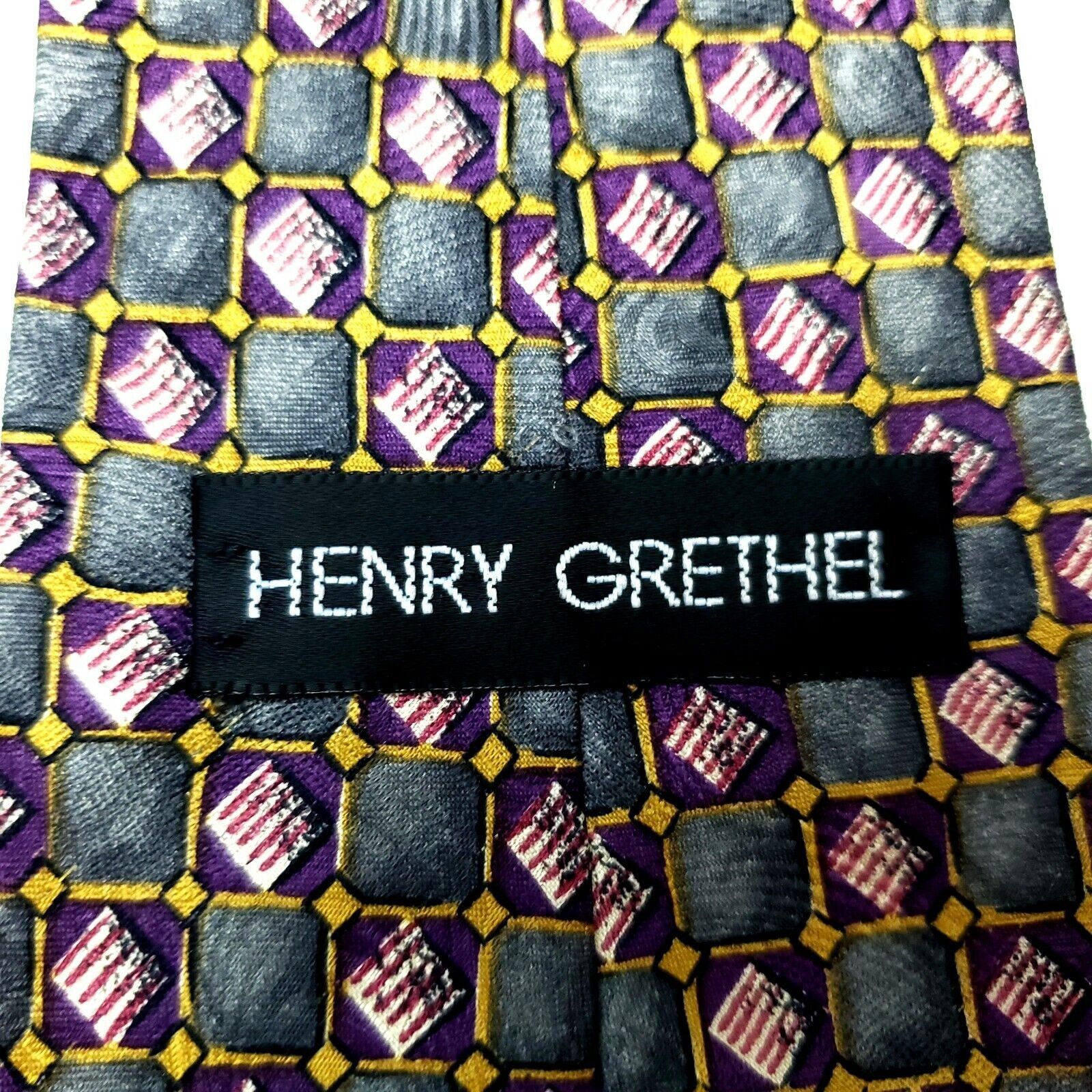 Henry Grethel Henry Grethel Silk Tie Purple Wide Print Size ONE SIZE - 3 Thumbnail
