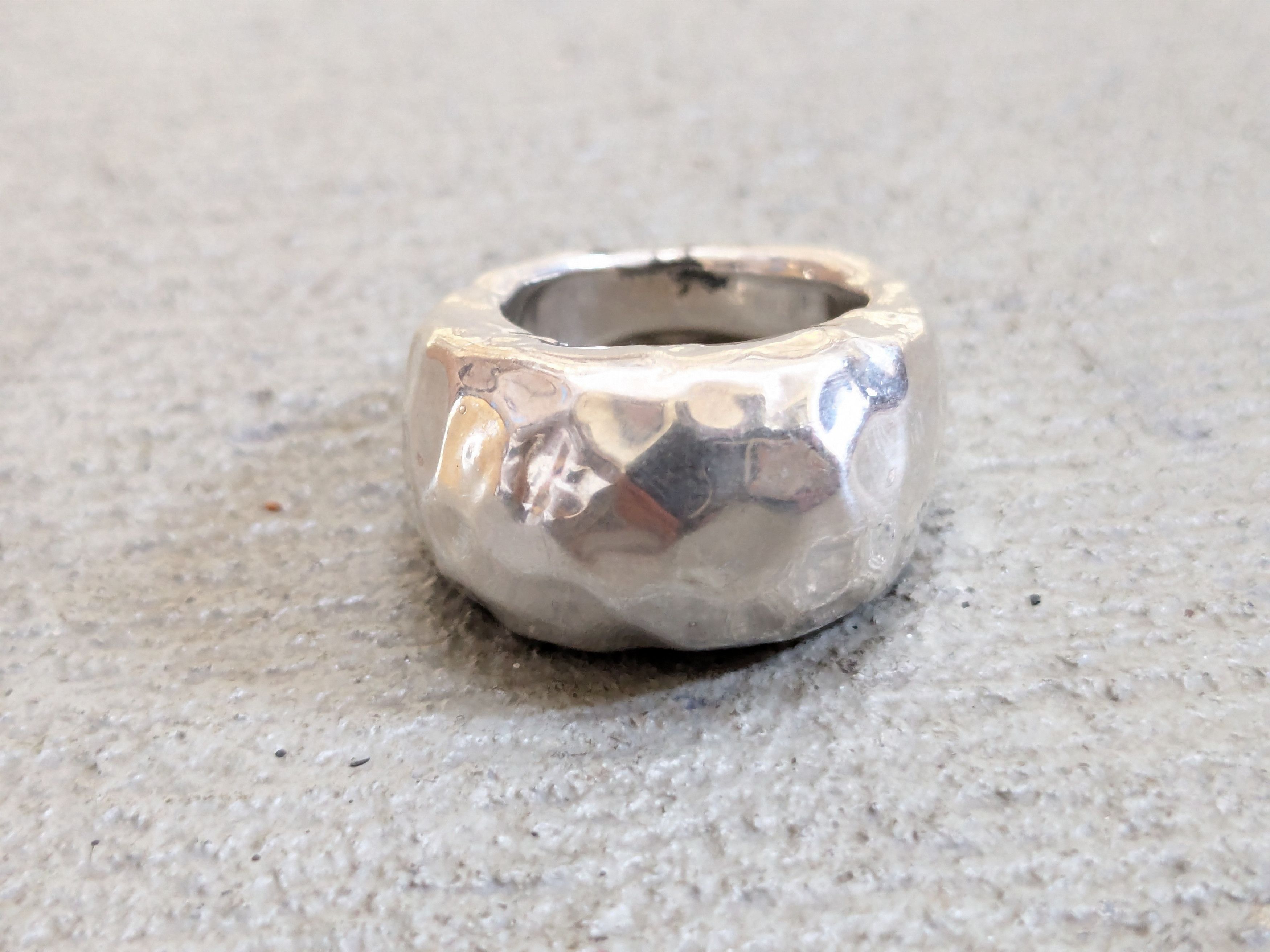 Jewelry Vintage Sterling Silver Ring 7 Modern Hammered Abstract Size ONE SIZE - 4 Thumbnail