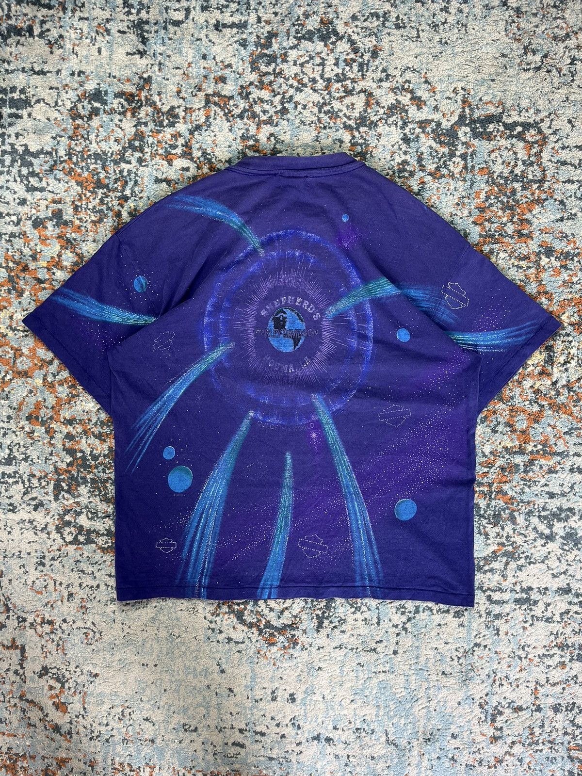 Harley Davidson × Vintage Vintage 1995 Harley Davidson all over print tee rare grail Size US XL / EU 56 / 4 - 2 Thumbnail