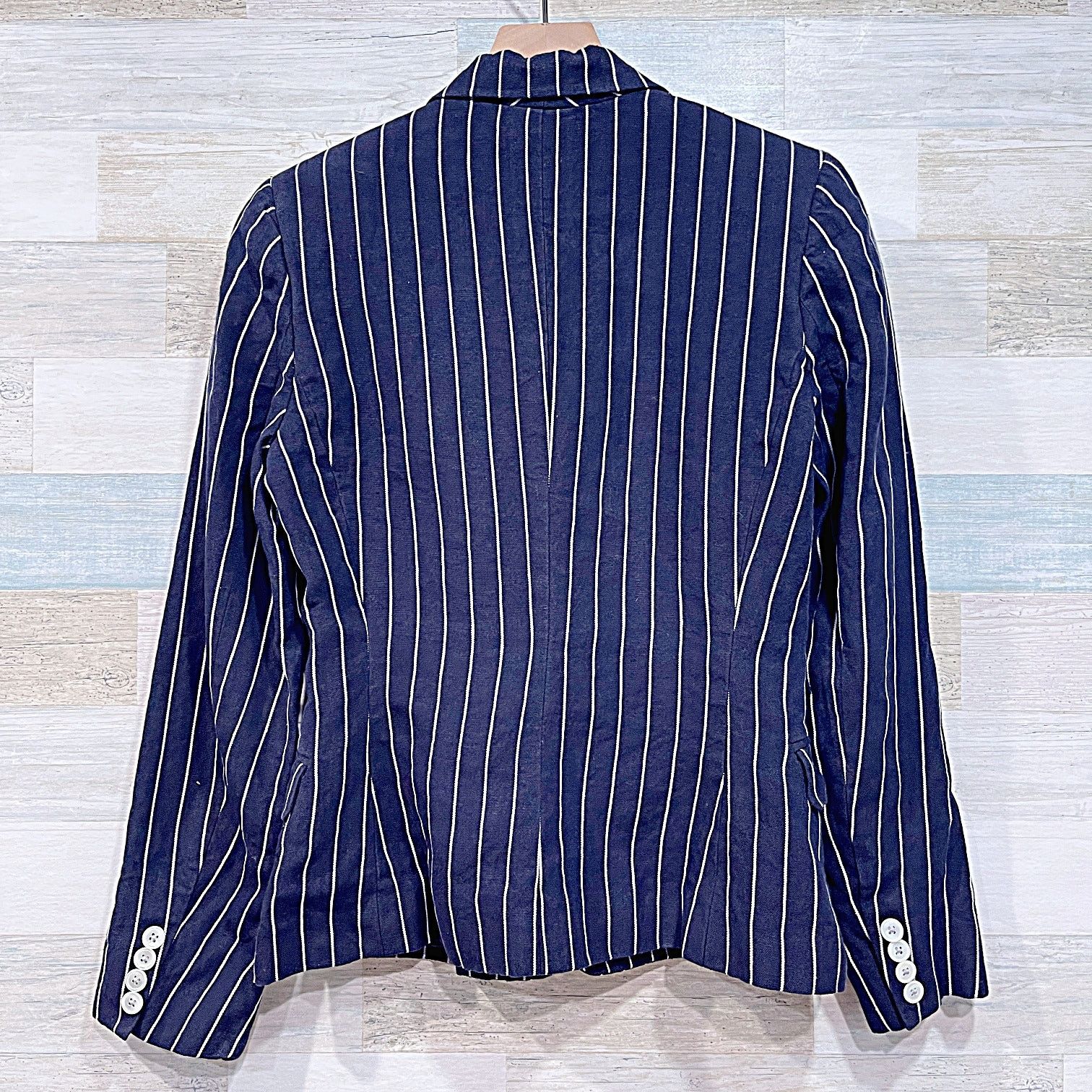 Ralph Lauren × Vintage Ralph Lauren Linen Striped Rugby Blazer Blue Womens 6 Size M / US 6-8 / IT 42-44 - 3 Thumbnail
