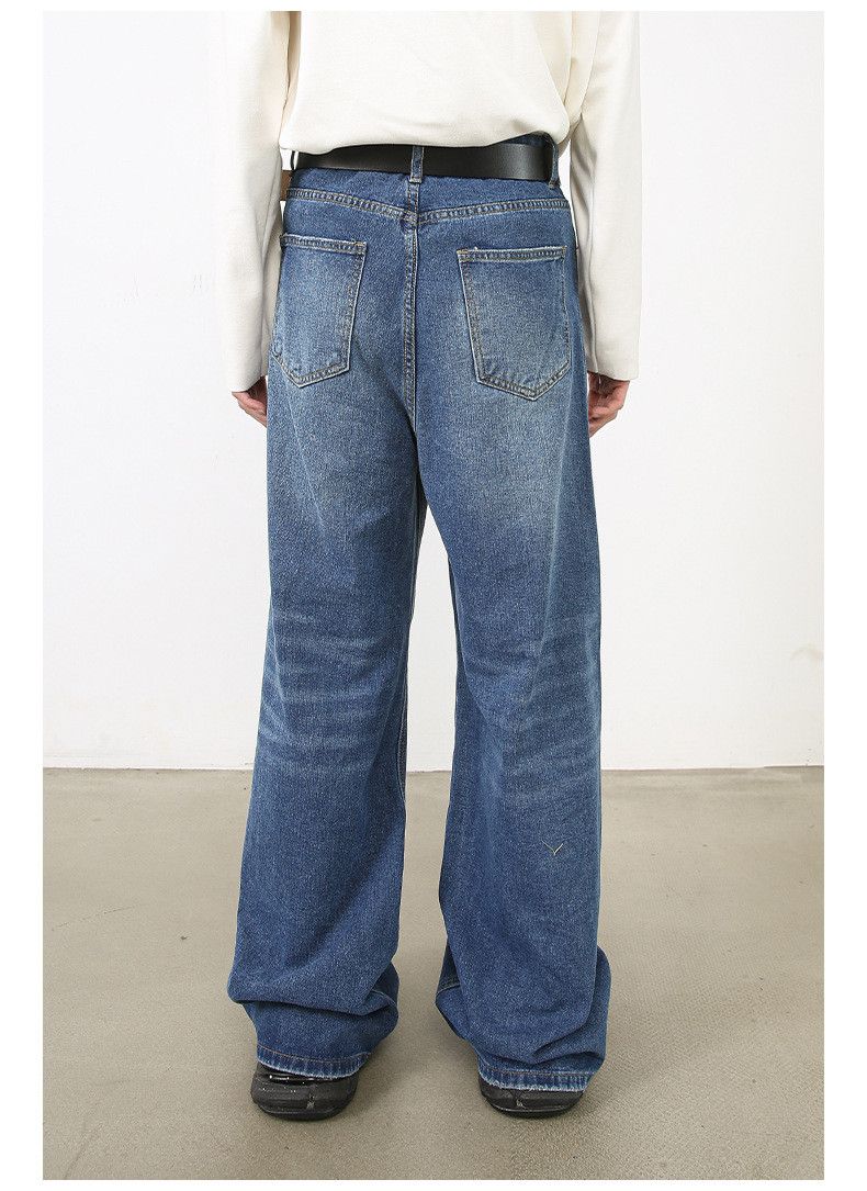 Japanese Brand Retro blue washed men's loose straight wide-leg jeans Size US 32 / EU 48 - 3 Thumbnail