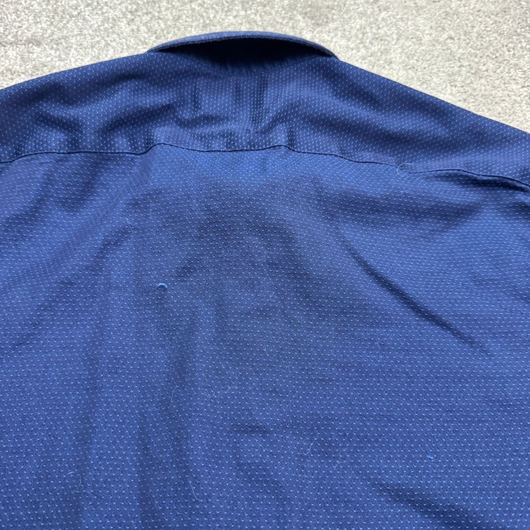 Bonobos Bonobos Dress Shirt Mens Large Blue Textured Polka Dot Slim Fit Cotton Shirt Size 42R - 4 Thumbnail