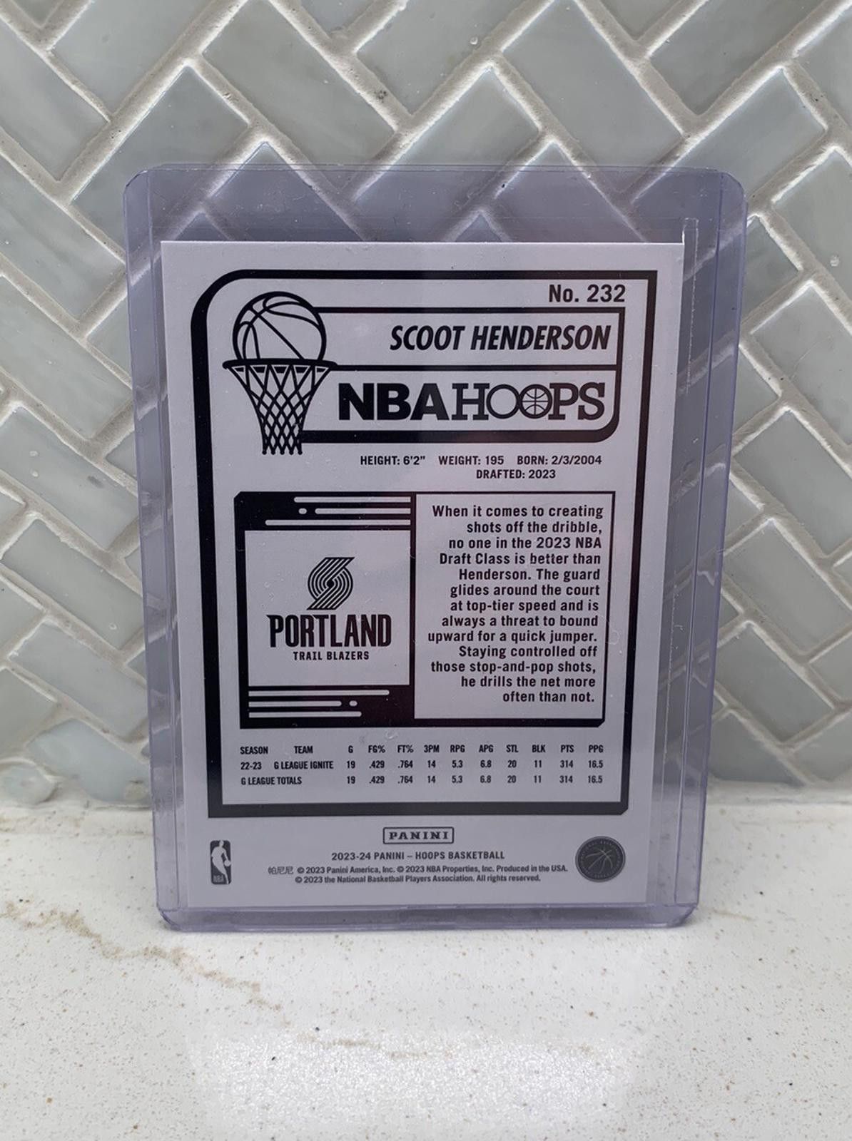 Other 2023 - 2024 Panini NBA Hoops Scoot Henderson RC 232 Portland Size ONE SIZE - 2 Thumbnail