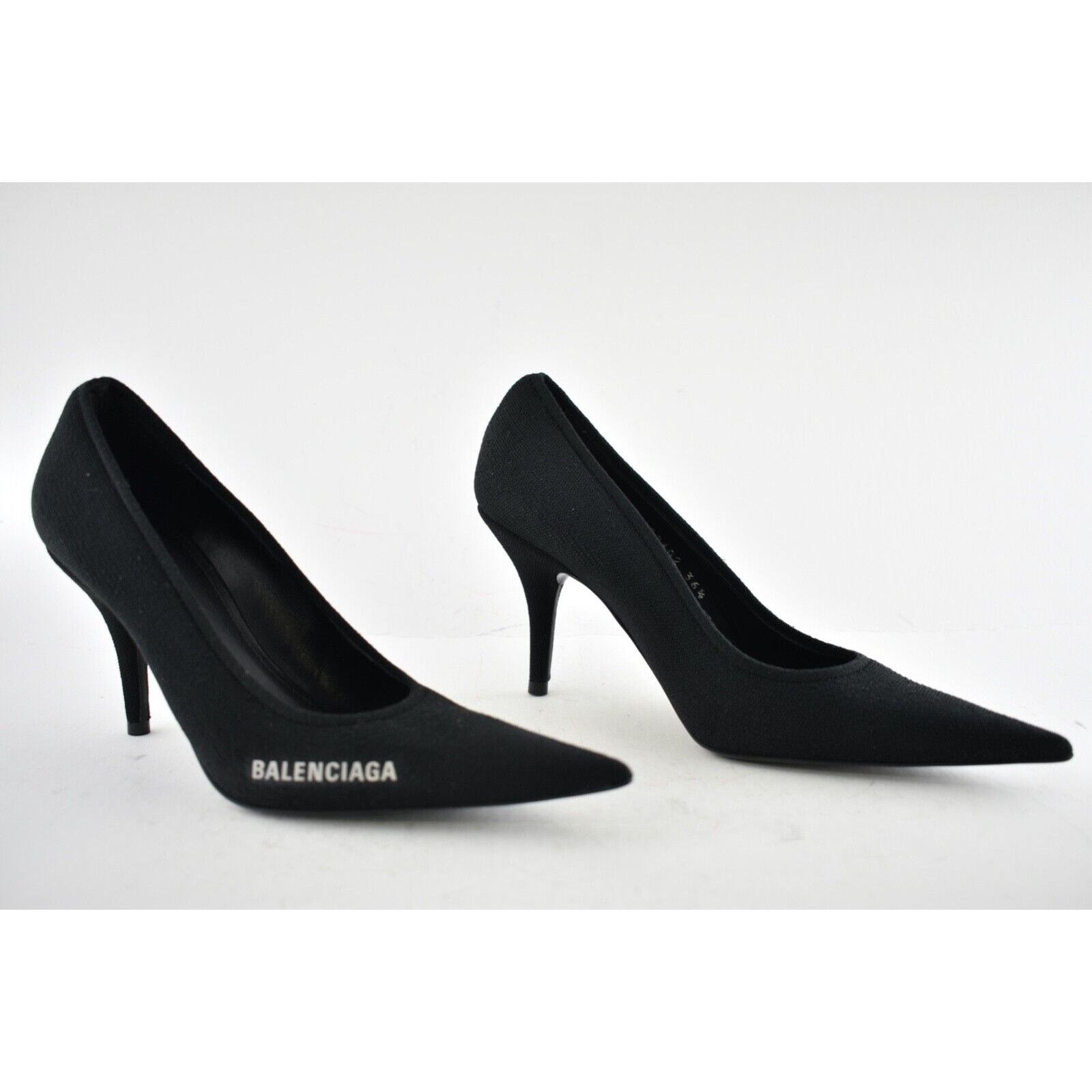 Balenciaga Balenciaga Knife Recycled Knit Black White Logo Pointed Heel Size US 7.5 / IT 37.5 - 5 Thumbnail