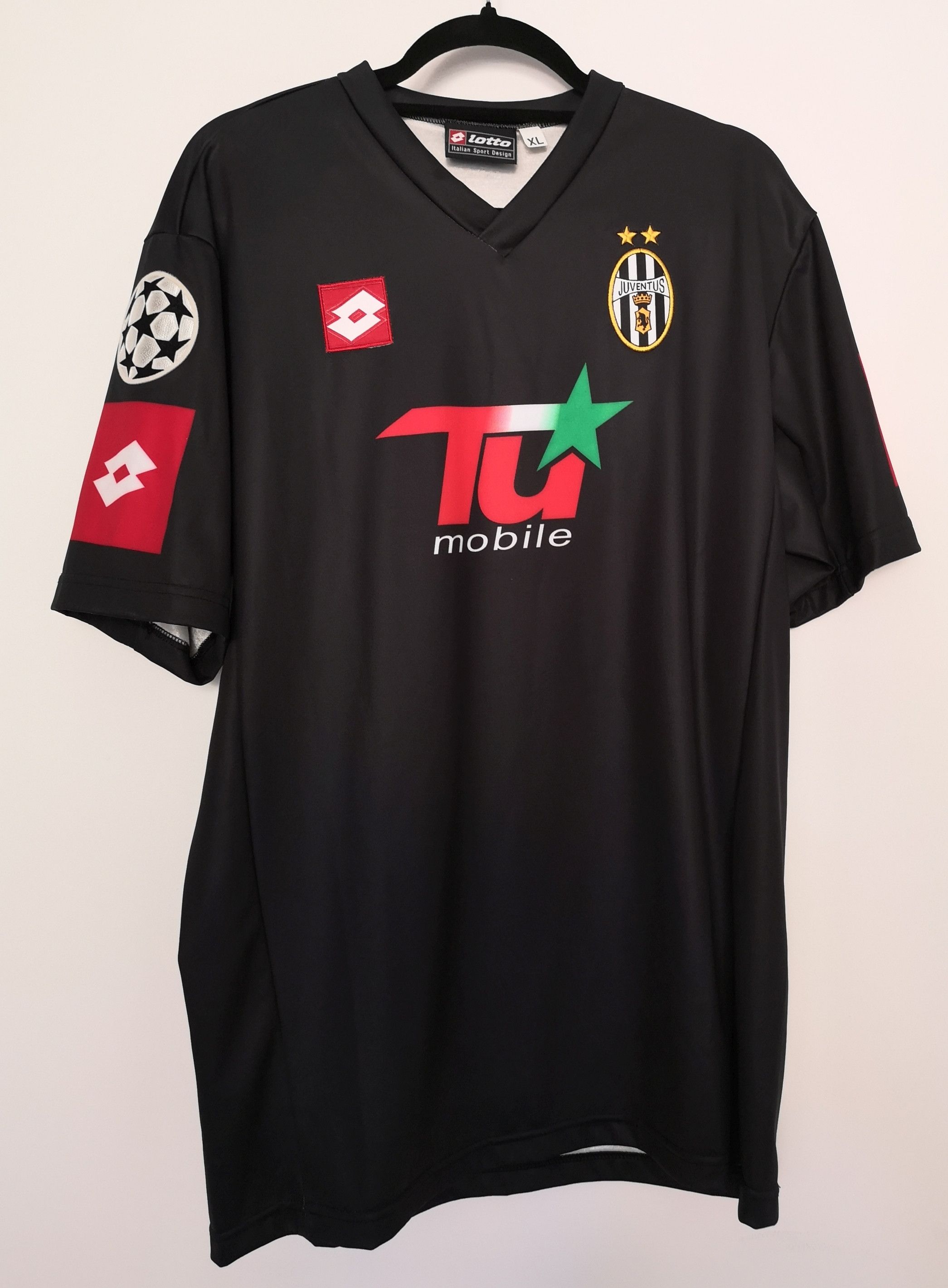 image of Lotto Juventus Away 2001/2002, Match Issue Ucl, Zalayeta in Black, Men's (Size XL)