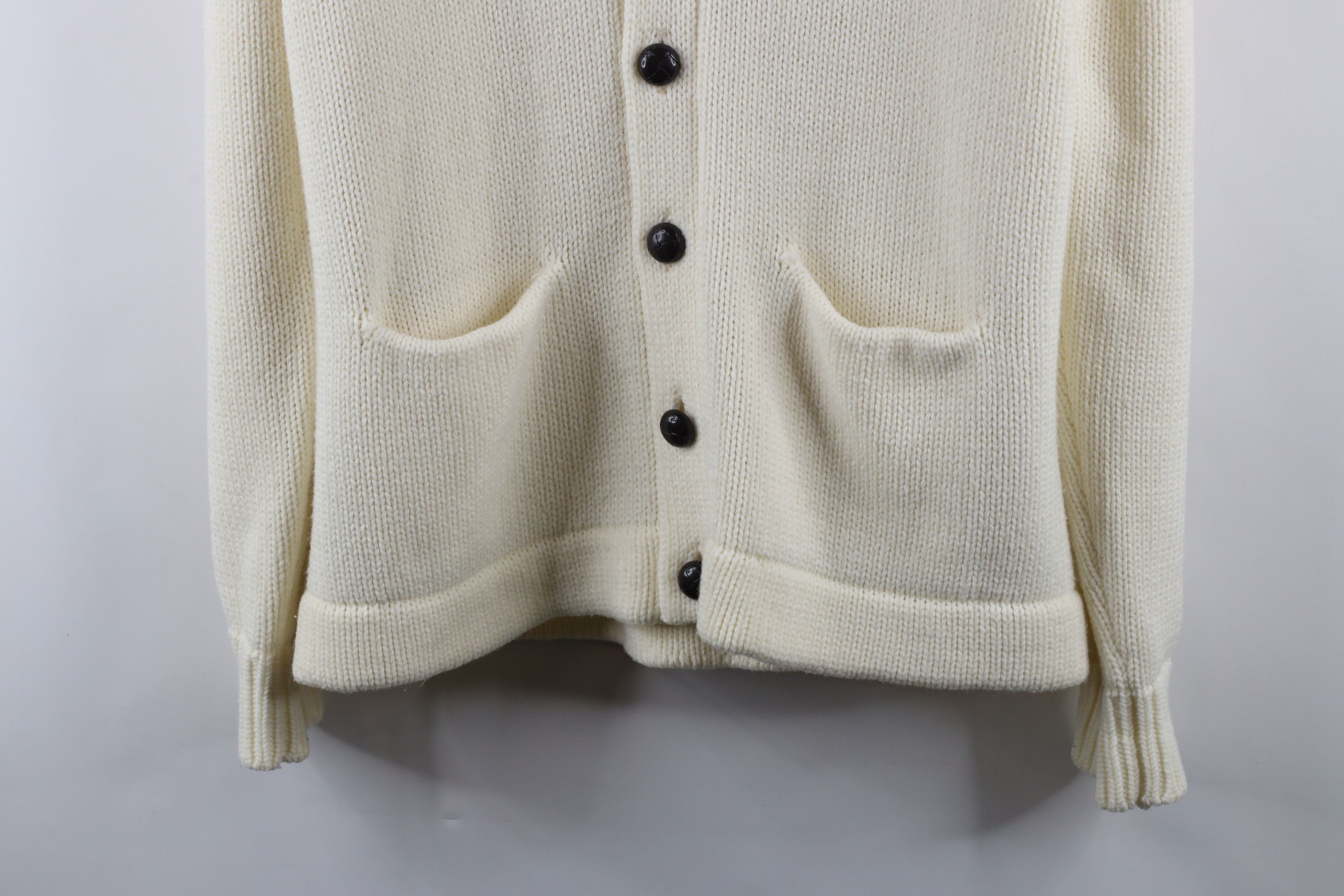 Vintage Vintage 70s Streetwear Knit Shawl Cardigan Sweater Cream Size L / US 10 / IT 46 - 3 Thumbnail