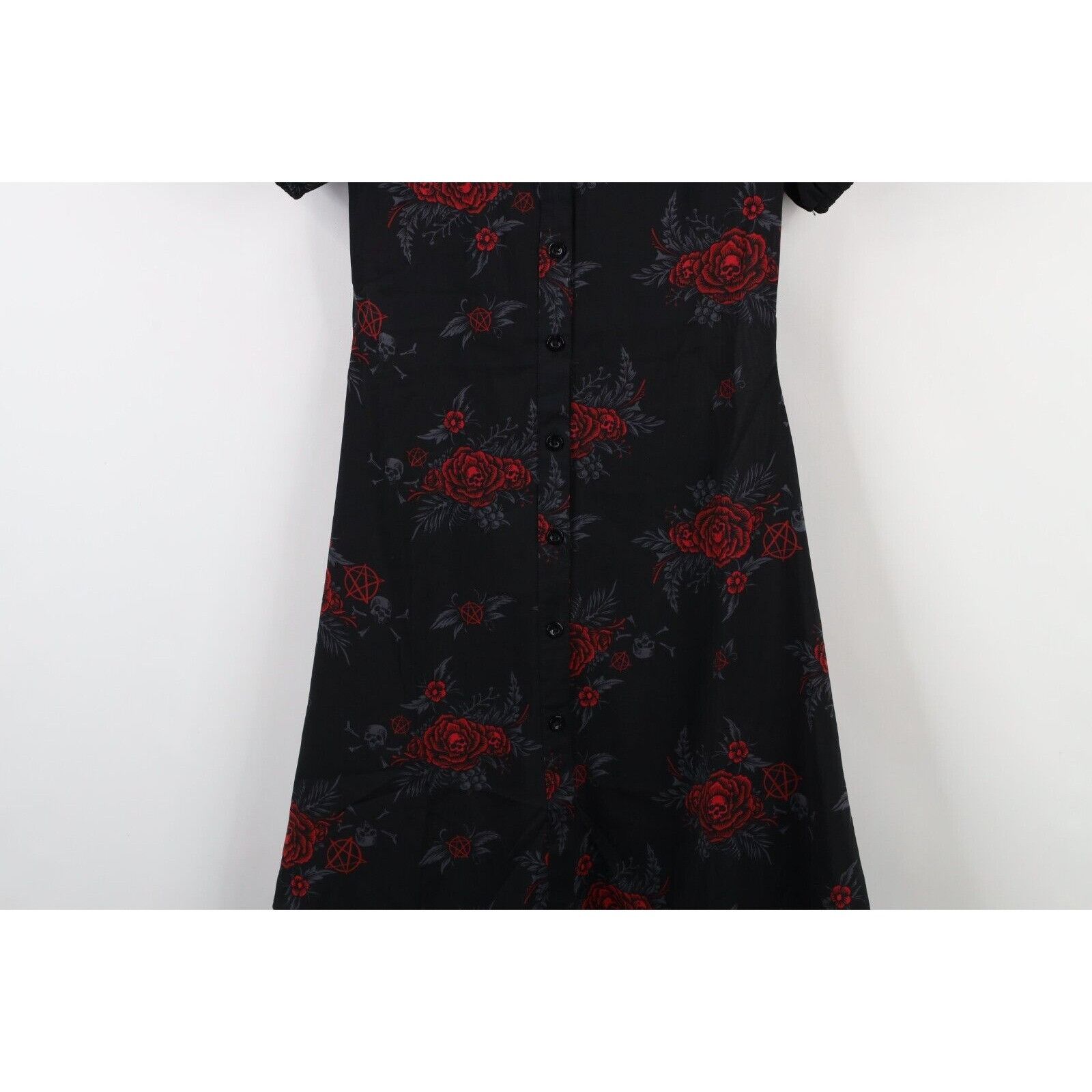 Vintage Vintage Y2K Goth Rockabilly Skull Rose Pentagram Dress Size XS / US 0-2 / IT 36-38 - 3 Thumbnail