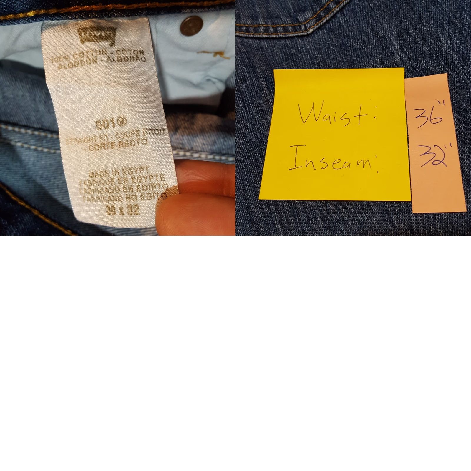 Levi's VINTAGE Levi's 501 Jeans Denim Blue 36x32 Straight Leg Regular Men USA Western 90s Cowboy Retro Grunge Work Ribbed Button Fly Pockets VTG Size US 36 / EU 52 - 8 Thumbnail