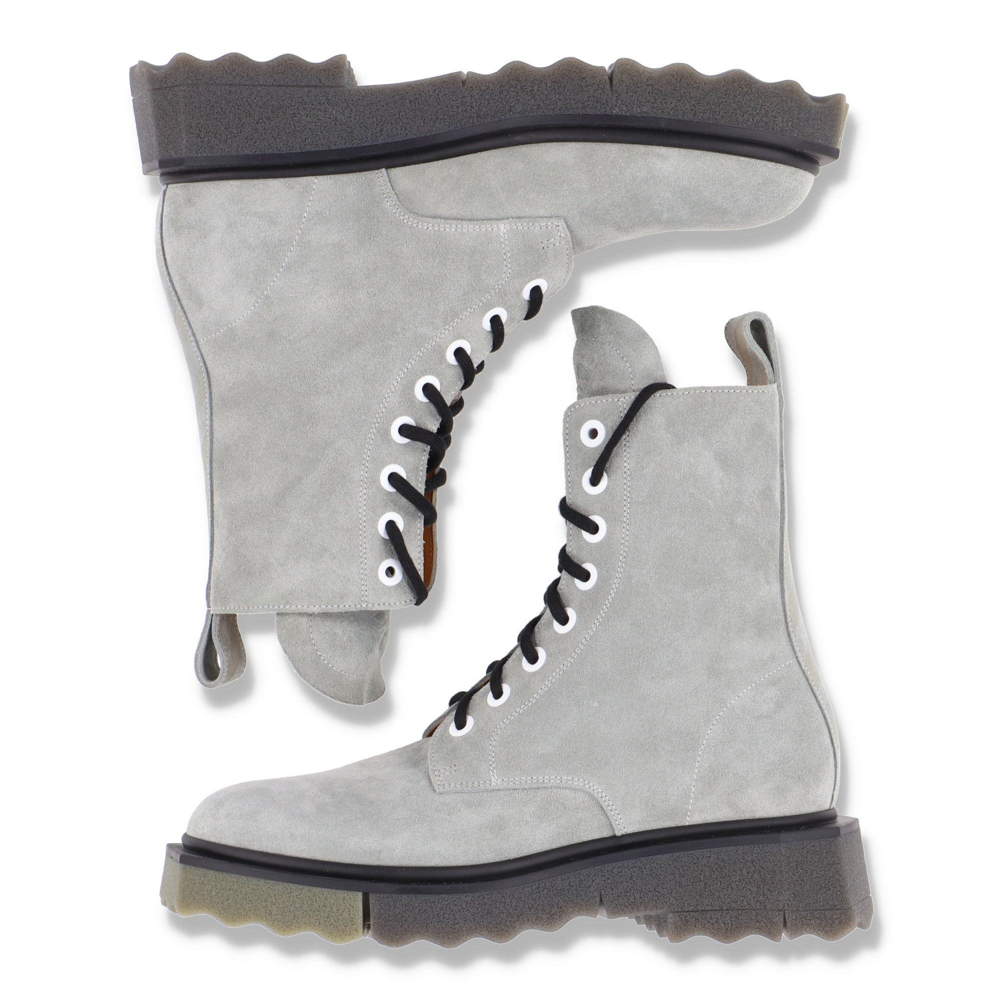 Off-White Grey Suede Spongesole Lace up Boots Size US 9 / EU 42 - 2 Thumbnail