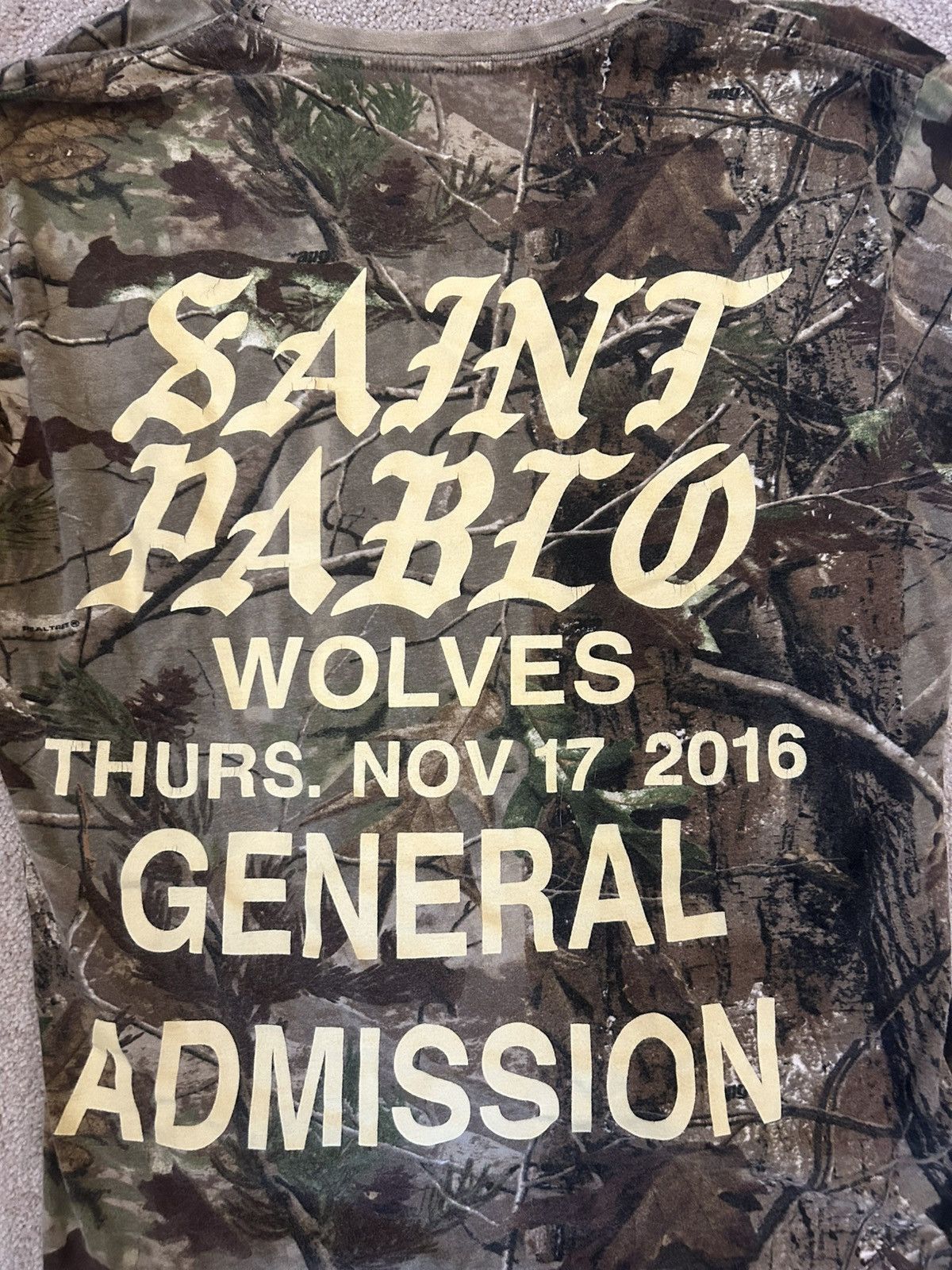 Kanye West Saint Pablo 2016 Camo General Admission Tour Tee Size US L / EU 52-54 / 3 - 4 Thumbnail