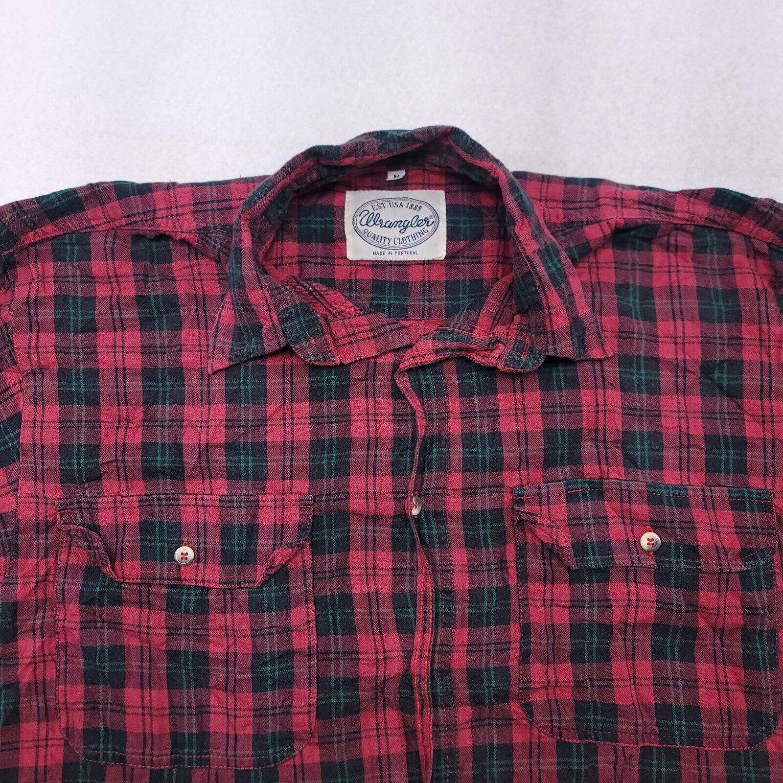 Wrangler Wrangler Tartan Flannel Shirt Mens Size Medium M Red Green Size US M / EU 48-50 / 2 - 1 Thumbnail