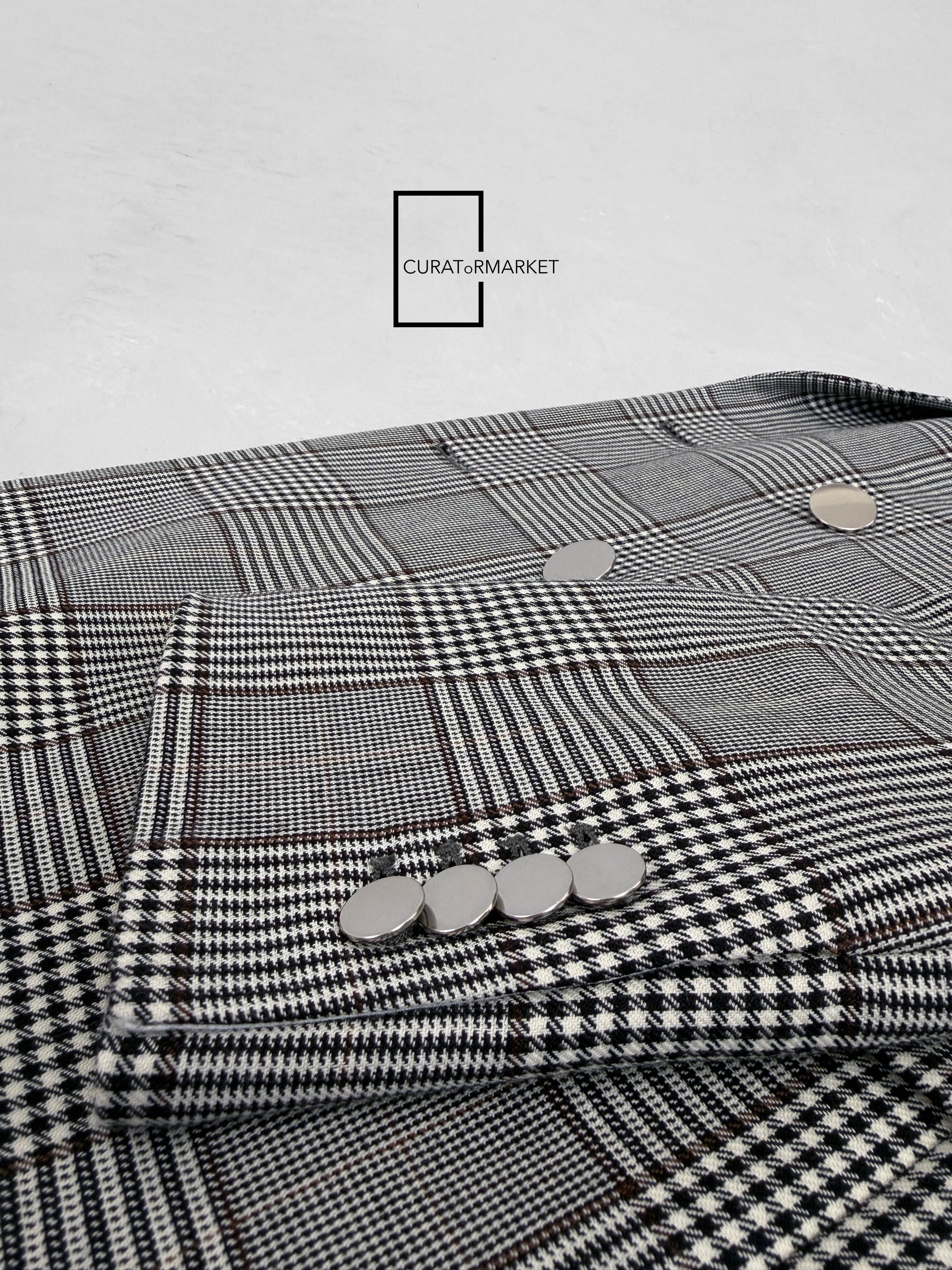 Calvin Klein 205W39NYC EU48 Iconic Raf Houndstooth Check Stripe Long Wool Coat FW18 Size US M / EU 48-50 / 2 - 14 Thumbnail