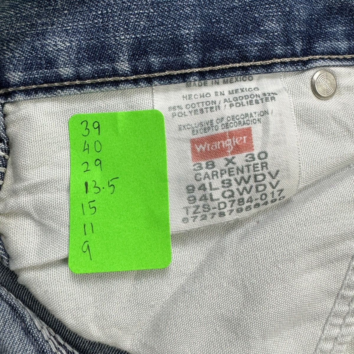 Japanese Brand × Wrangler Wrangler Carpenter Washed Blue Jean Size US 39 - 7 Thumbnail