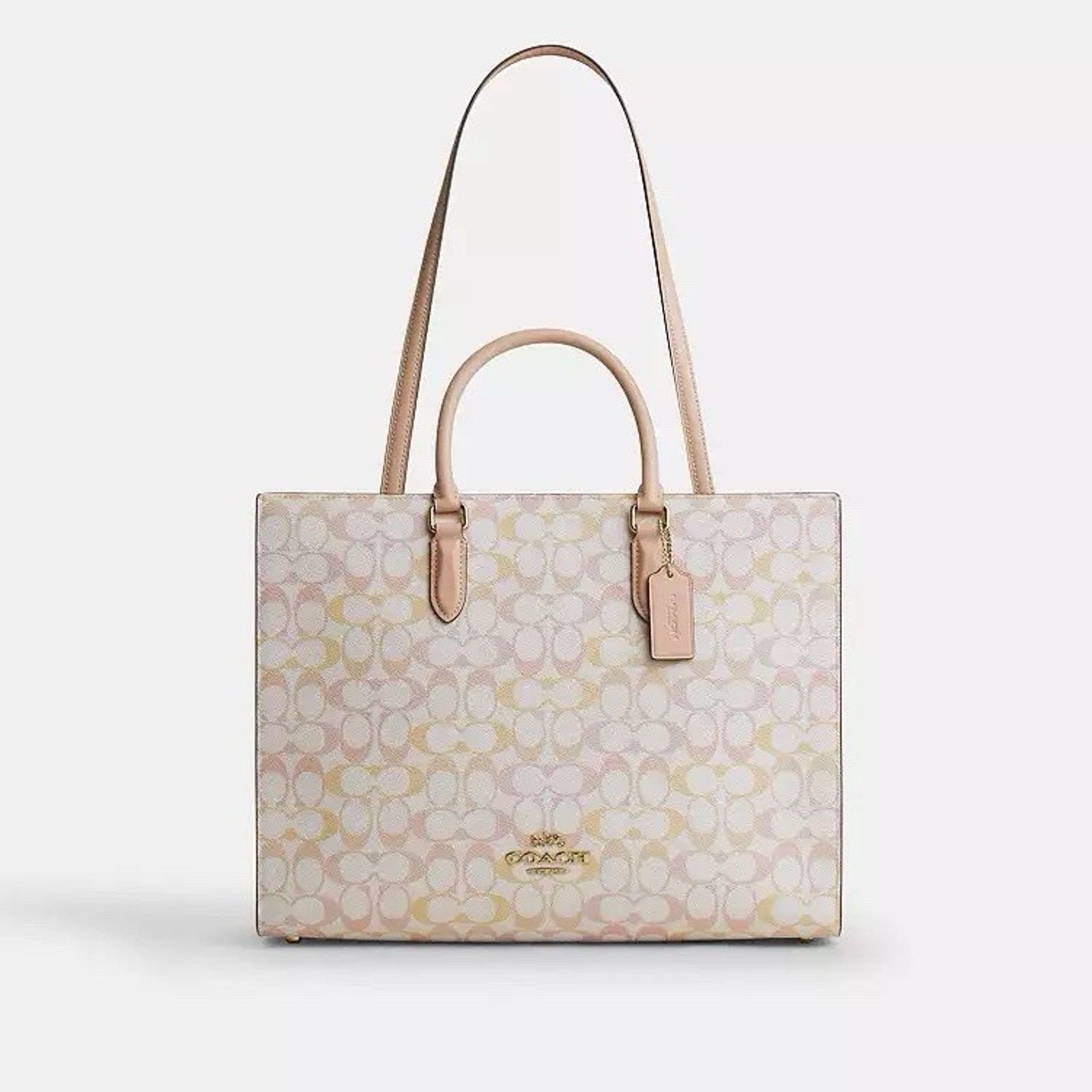 Coach NWT Coach Maggie Tote Bag Pretty Signature Chalk/Pink CDZ06 Size ONE SIZE - 9 Thumbnail