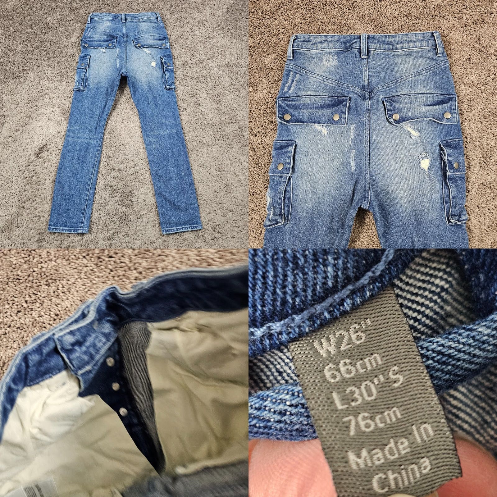 Asos VINTAGE ASOS Womens Jeans High Rise Straight Stretch Distressed Denim 27 Waist Blue Size 27" / US 4 / IT 40 - 8 Thumbnail