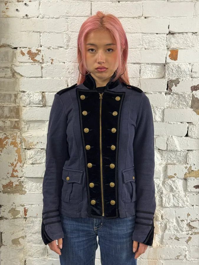 Polo Ralph Lauren 2000s Ralph Lauren Navy & Black Velvet Officer Jacket Size M / US 6-8 / IT 42-44 - 2 Thumbnail