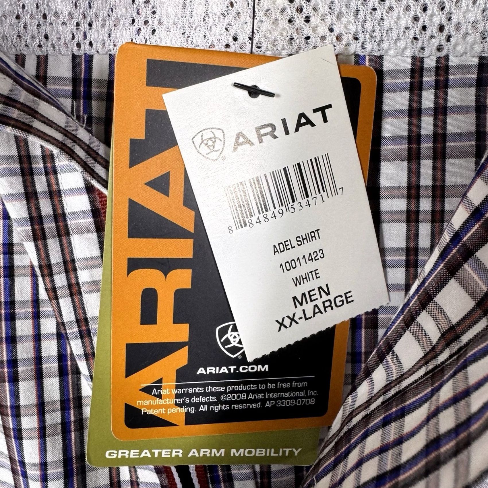 Ariat Ariat Pro Series Shirt Men's 2XL XXL Adel Plaid Workwear Utility Wicking UPF Size US XXL / EU 58 / 5 - 7 Thumbnail