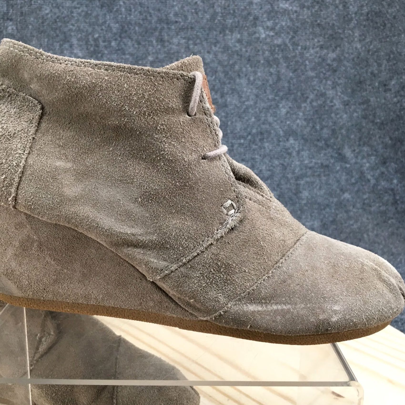 Toms TOMS Boots Womens 7.5 Lace Up Desert Wedge Ankle Bootie Brown Suede 300512 Size US 8 / IT 38 - 6 Thumbnail