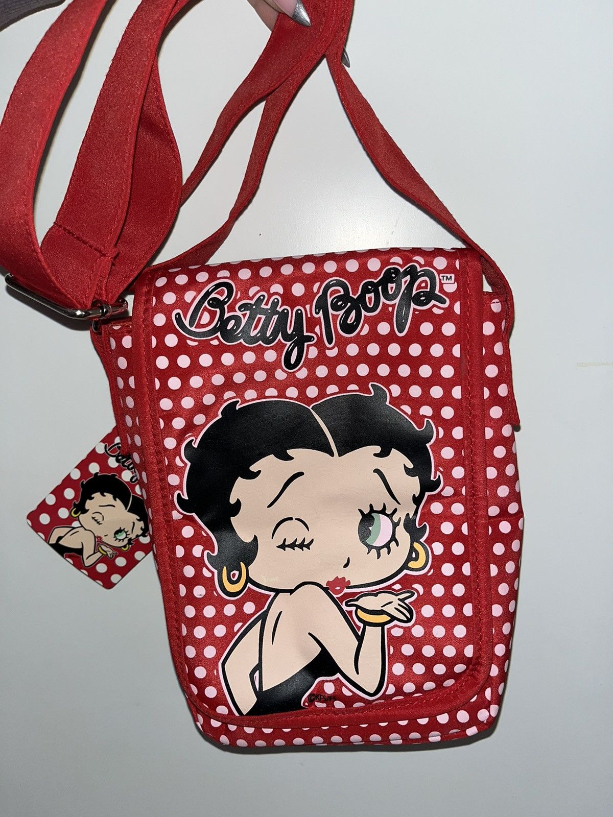 image of Vintage Authentic Betty Boop Crossbody Sling Bag in Red, Women's