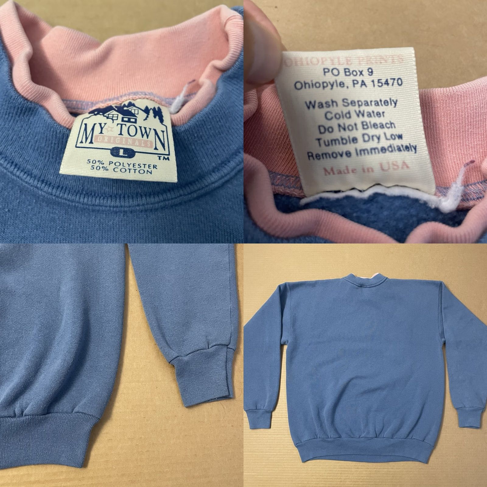 Noah VINTAGE My Town Sweatshirt Shirt Adults Large Blue Graphic Print 90s Y2K USA Mens Size US L / EU 52-54 / 3 - 8 Thumbnail