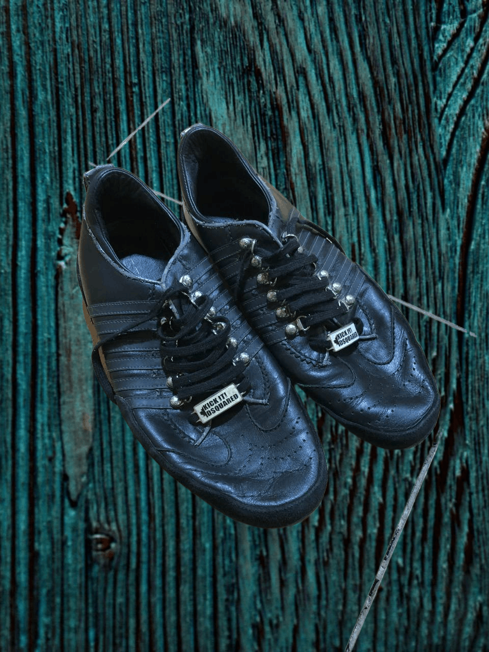 Dsquared2 MENS DSQUARED2 BLACK LACED UP LEATHER SNEAKERS Size US 12 / EU 45 - 1 Thumbnail