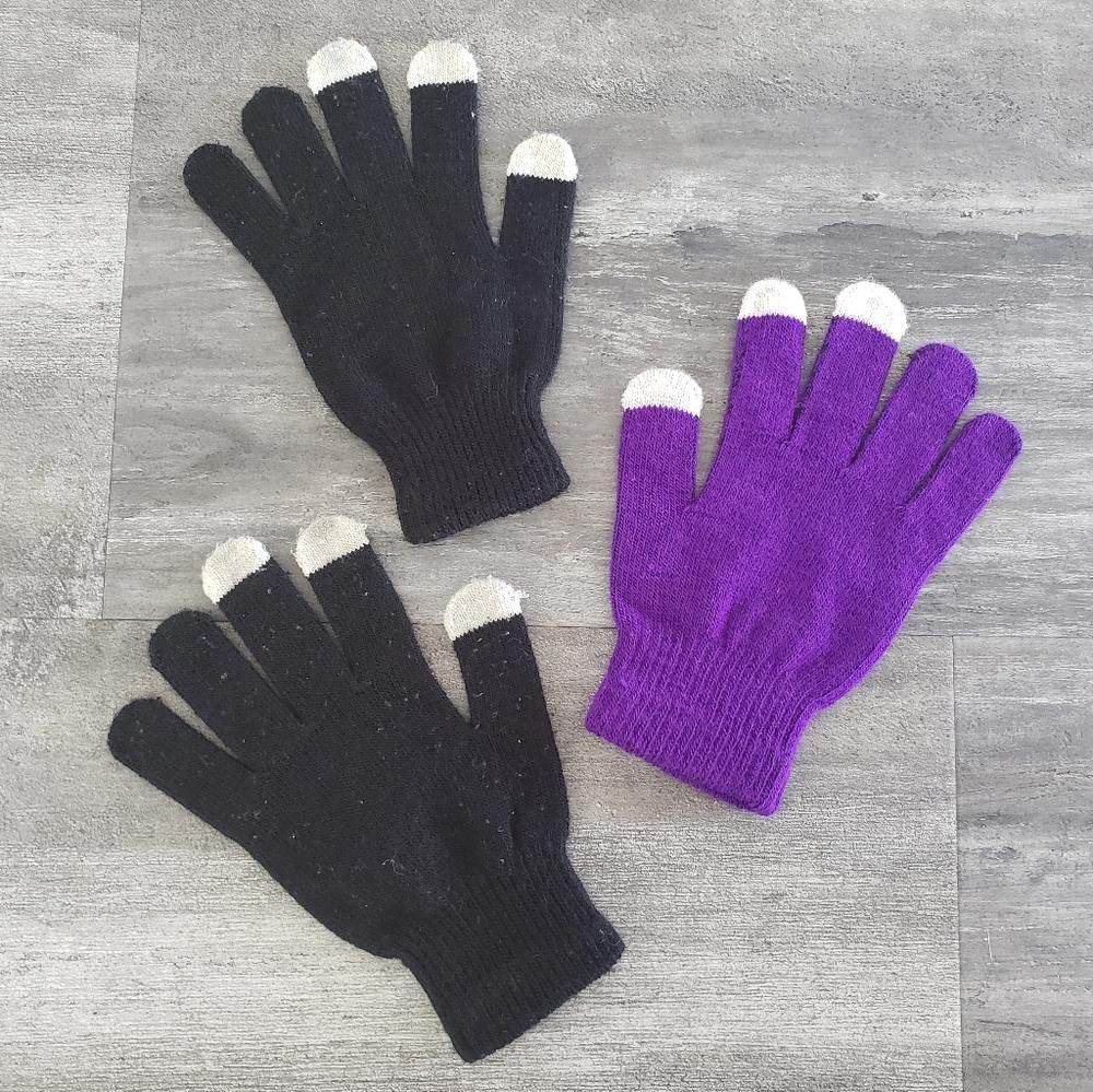 Designer Black Purple White Detailed Standard Glove Bundle Size ONE SIZE - 1 Thumbnail