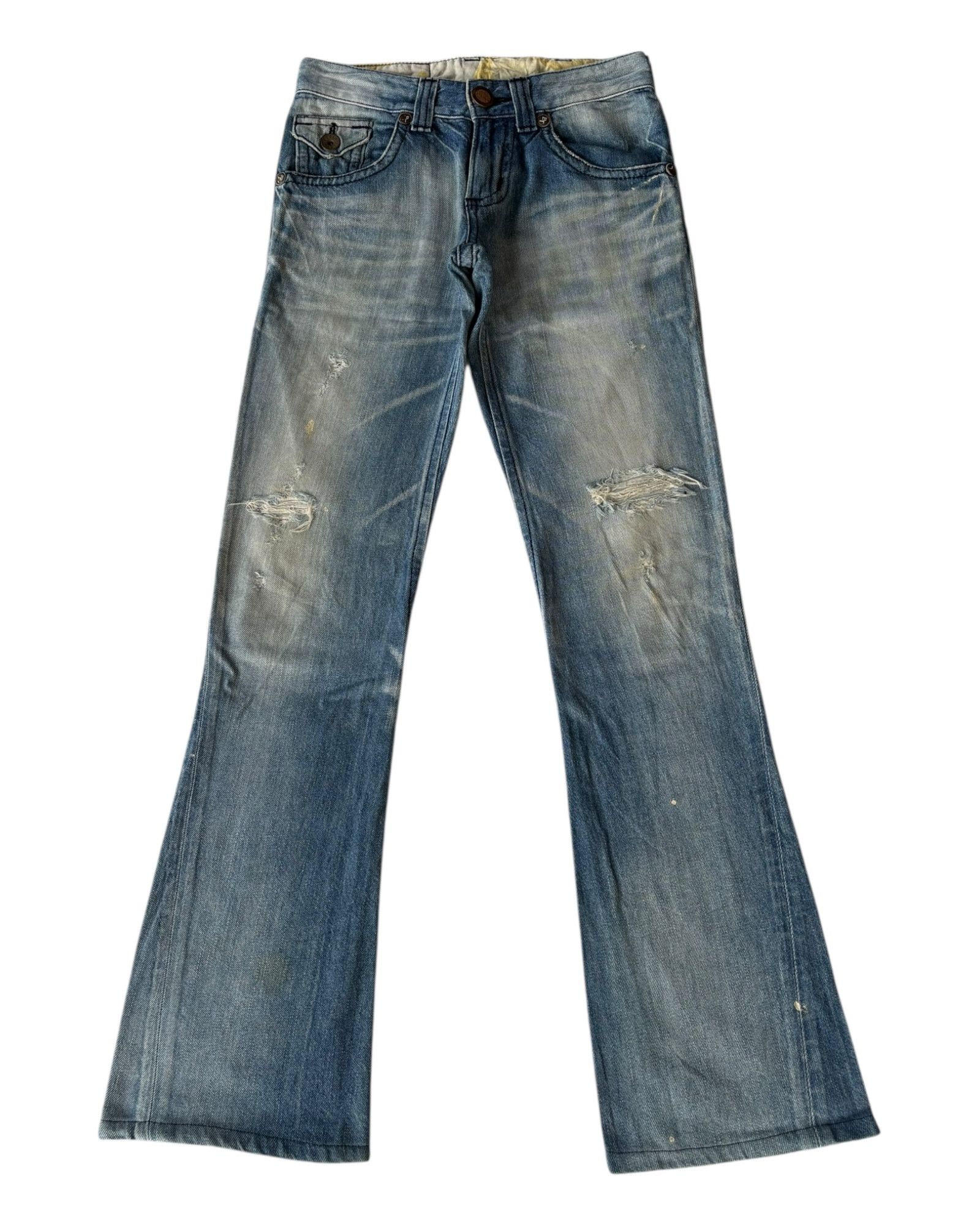 Edwin × Kapital Edwin Blue Trip Flared Bootcut Distressed Denim Jean Size 28" / US 6 / IT 42 - 1 Thumbnail
