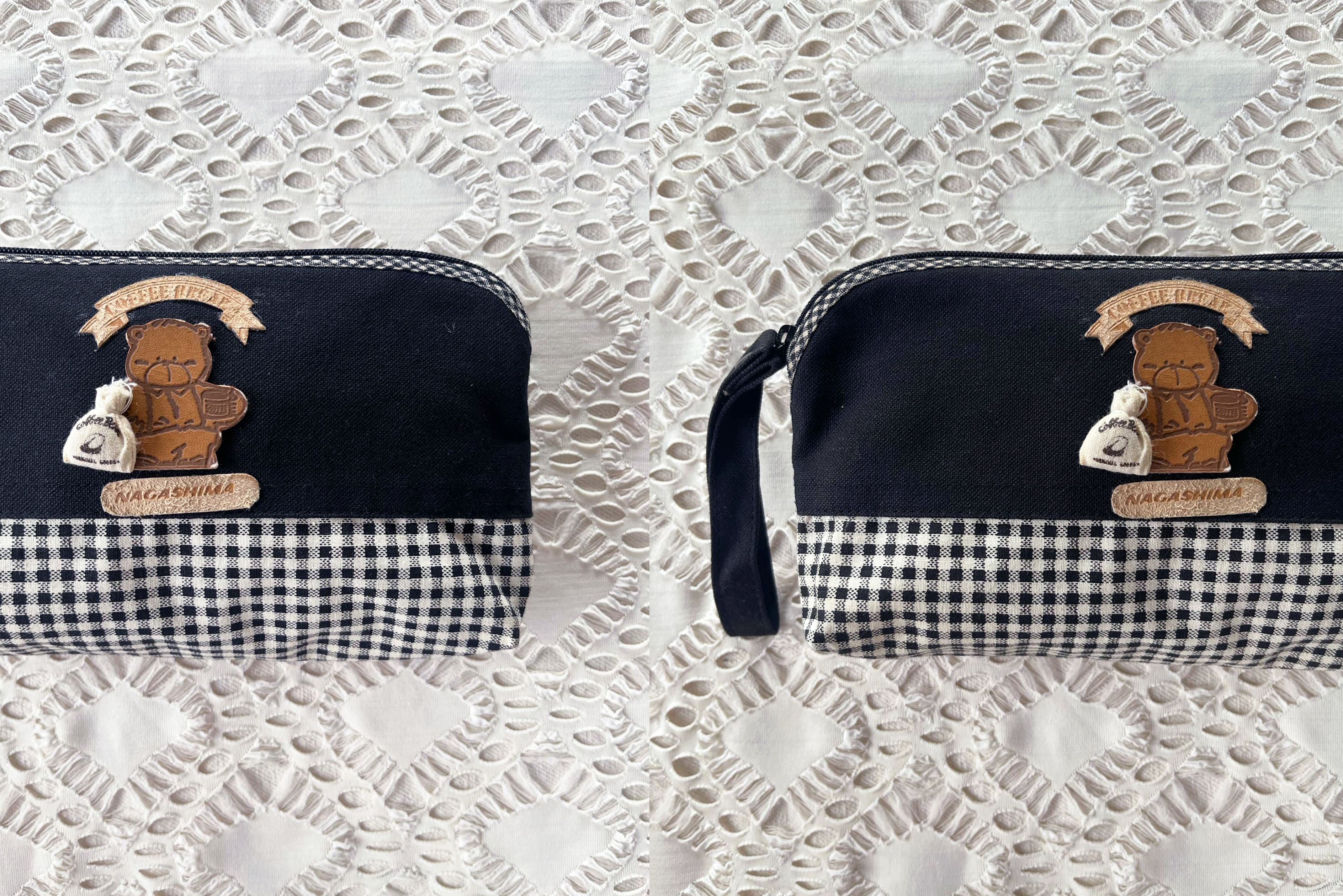 Vintage 80s black and White Gingham Cutie cosmetic bag with strap Size ONE SIZE - 7 Thumbnail