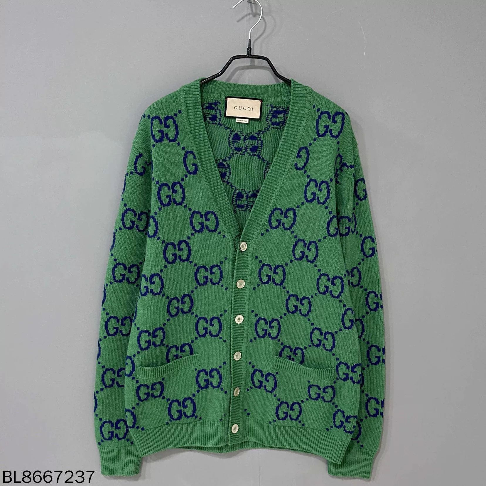 Gucci Gucci Green Monogram Knit Cardigan Size S / US 4 / IT 40 - 1 Thumbnail